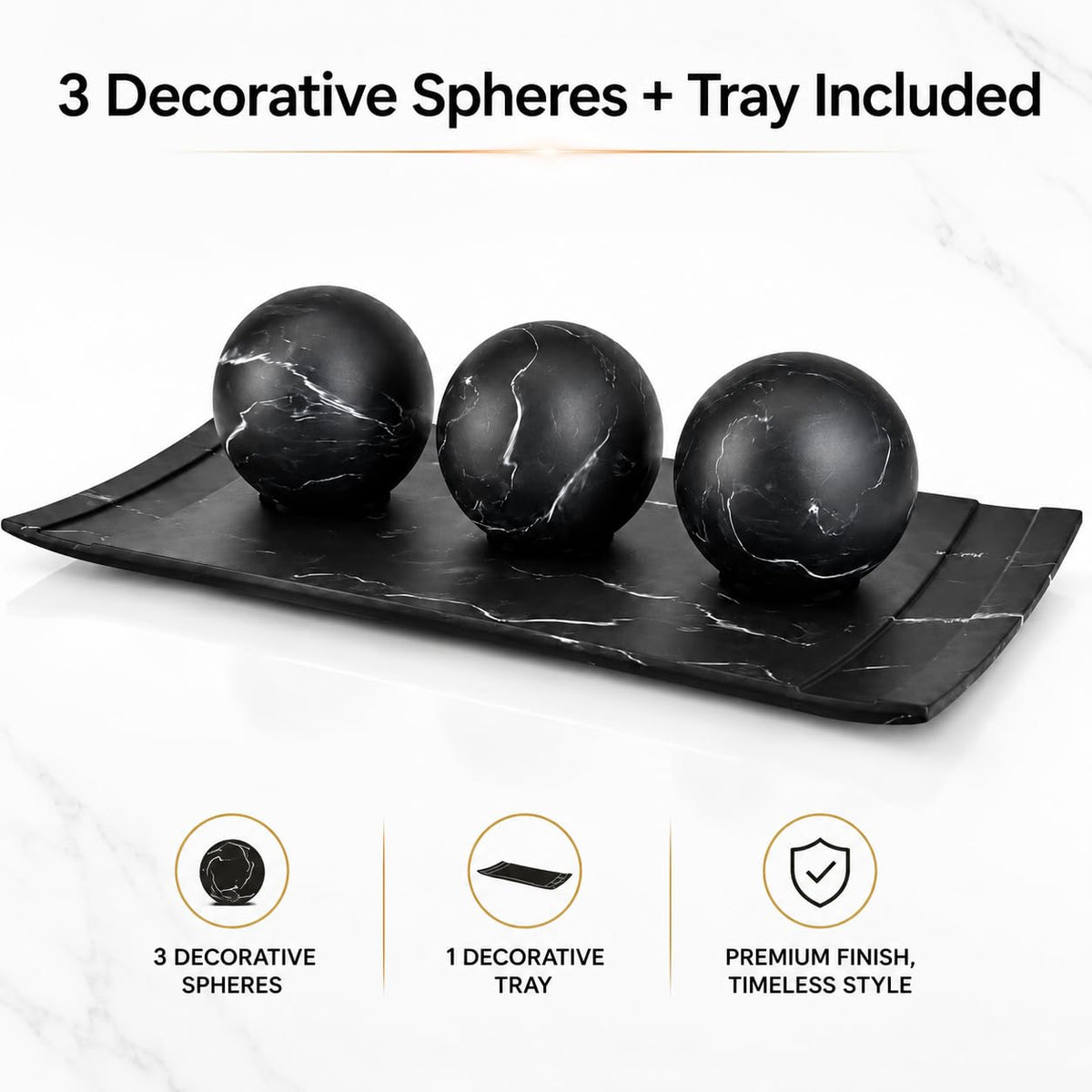 Creative Scents Black Marble Look Home Decor Bowl and Orb - Creative Scents Official Imagery - 7