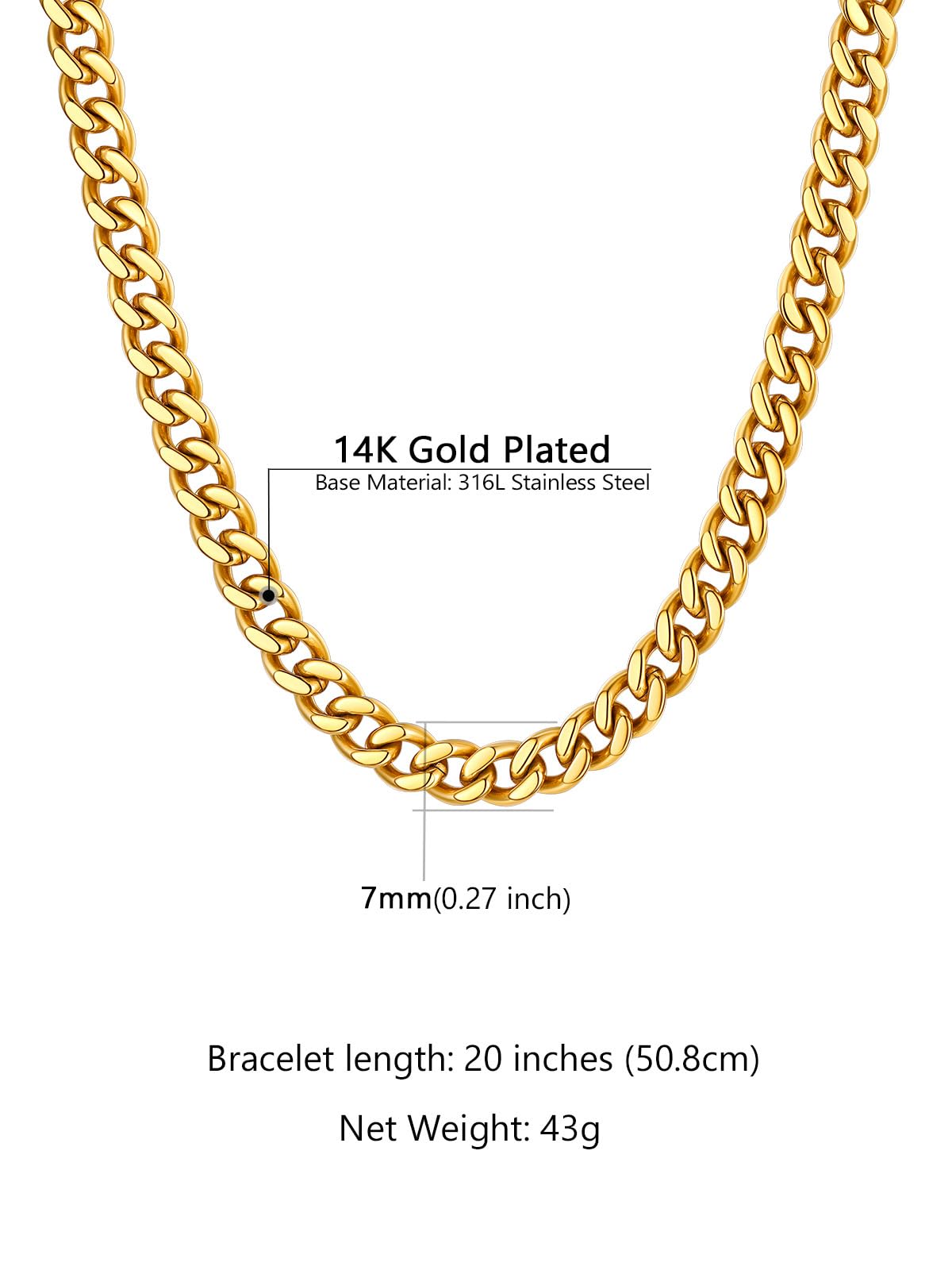 Supcare Stainless Steel Cuban Link Chain for Men Anniversary - Supcare Official Imagery - 6