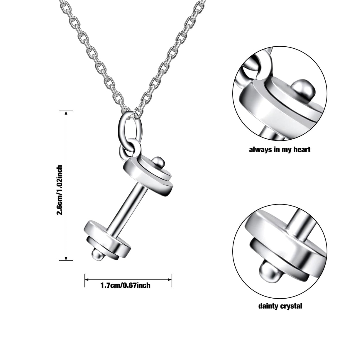 925 Sterling Silver Dumbbell Barbell Pendant Necklace - ANEKTIMITOS Official Imagery - 3