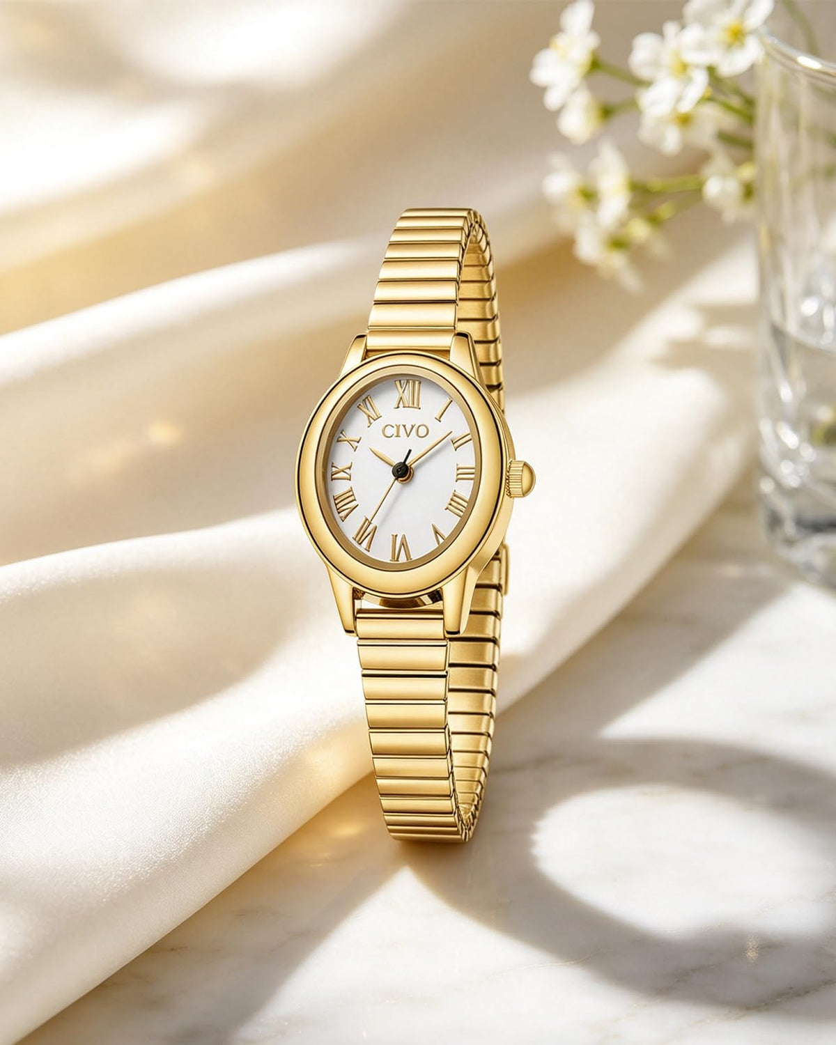 CIVO Small Gold Watches for Women Vintage Roman Stretch - CIVO Official Imagery - 8