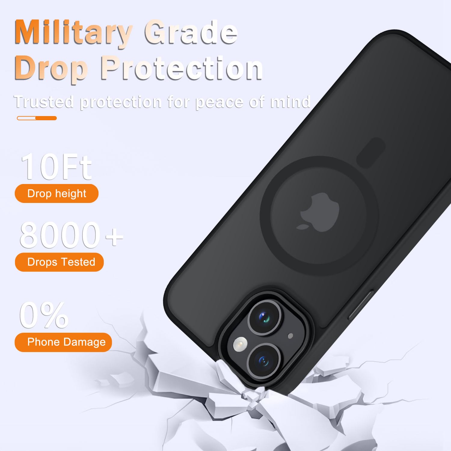 for iPhone 14 Case, iPhone 13 Case, Matte Magnetic Case, Black - YENAPOON Official Product View 3