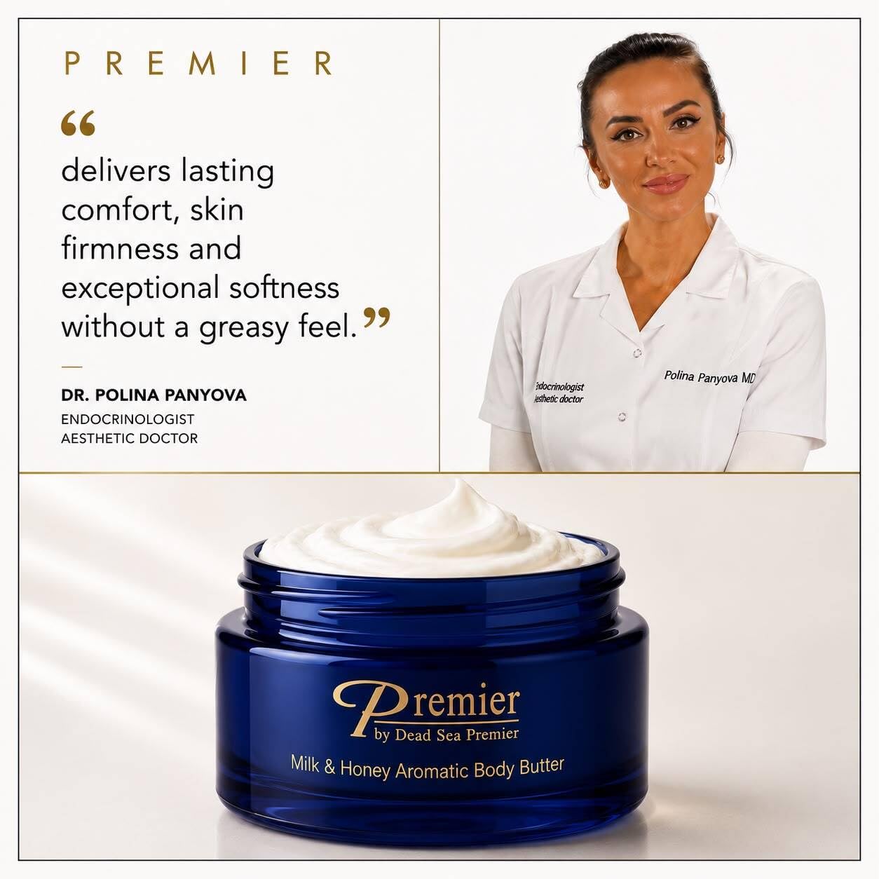 Premier Dead Sea Anti-Aging Body Cream - Milk & Honey 5.95 Fl Oz - Premier Official Product View 3