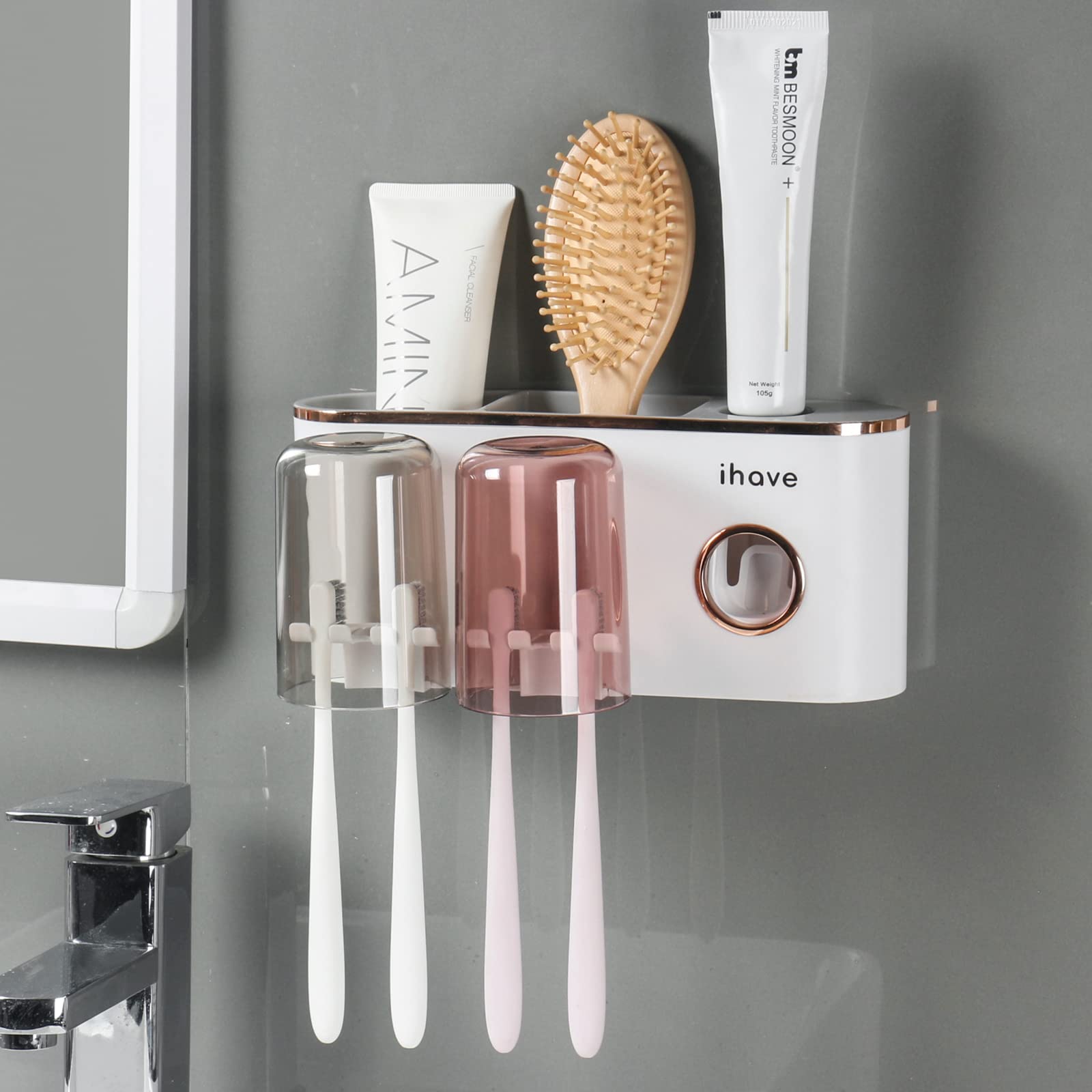 iHave Toothbrush Holders for Bathrooms Wall Mounted with Dispense - iHave Official Product View 1