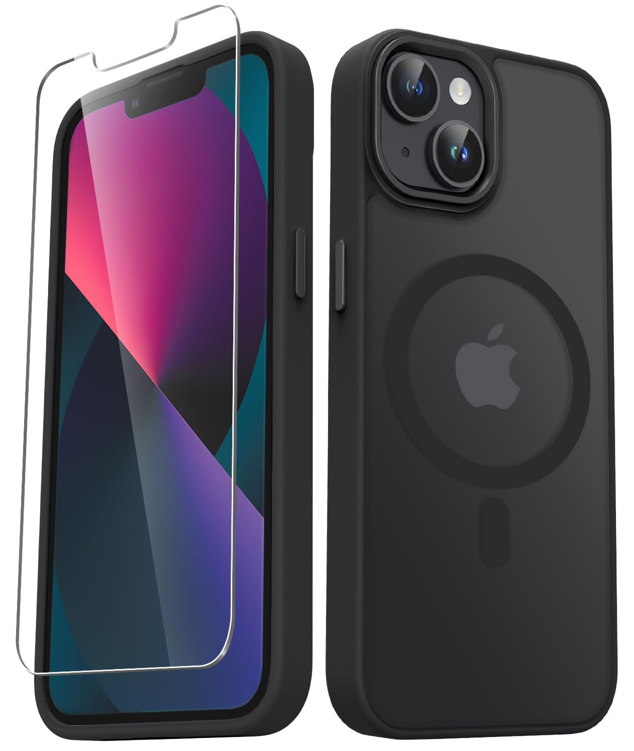 for iPhone 14 Case, iPhone 13 Case, Matte Magnetic Case, Black - YENAPOON Official Product View 1