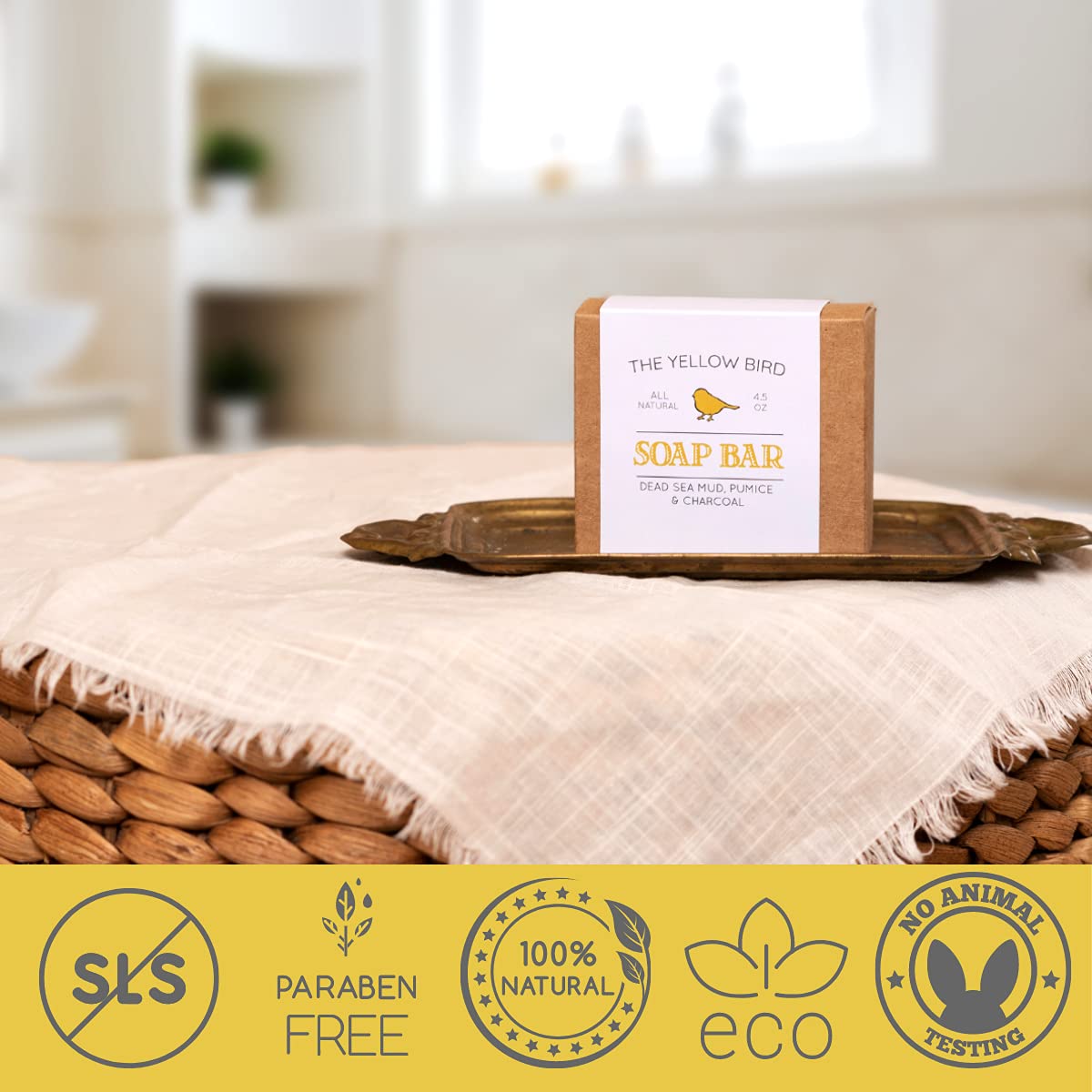 The Yellow Bird Dead Sea Mud Soap Bar - With Exfoliating Pumice Scrub & Detoxi - The Yellow Bird Official Product View 8