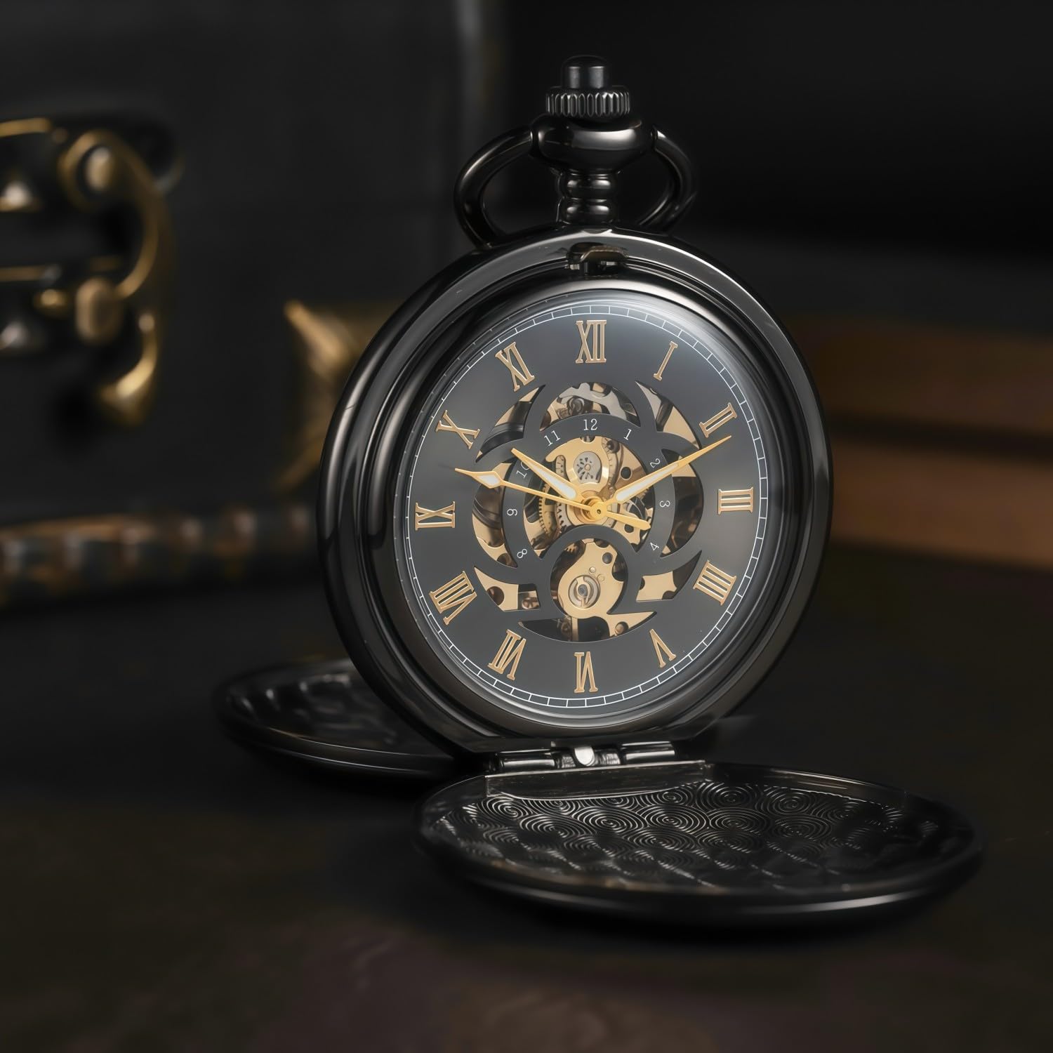 Kchss Mechanical Pocket Watch with Chain - Retro Smooth Classic Handwi - View 3