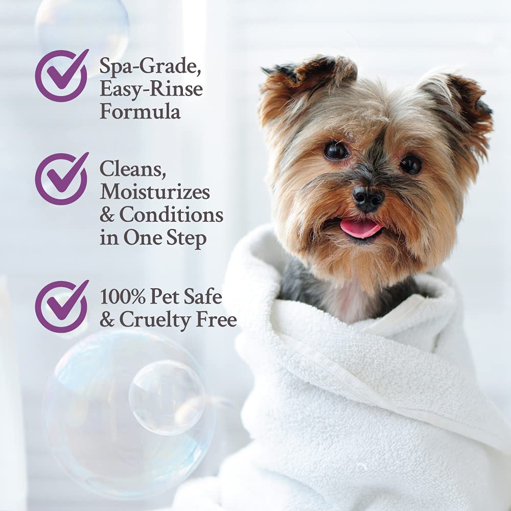 Ginger Lily Farms 2-in-1 dog and pet shampoo and conditioner bottle, 128 fl oz, with natural floral label design
