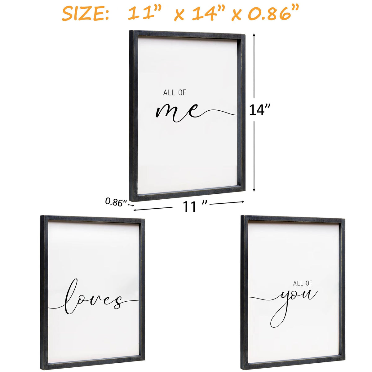 Set of 3 Framed Farmhouse All of Me Loves All of You Sign - Houmury Official Imagery - 6