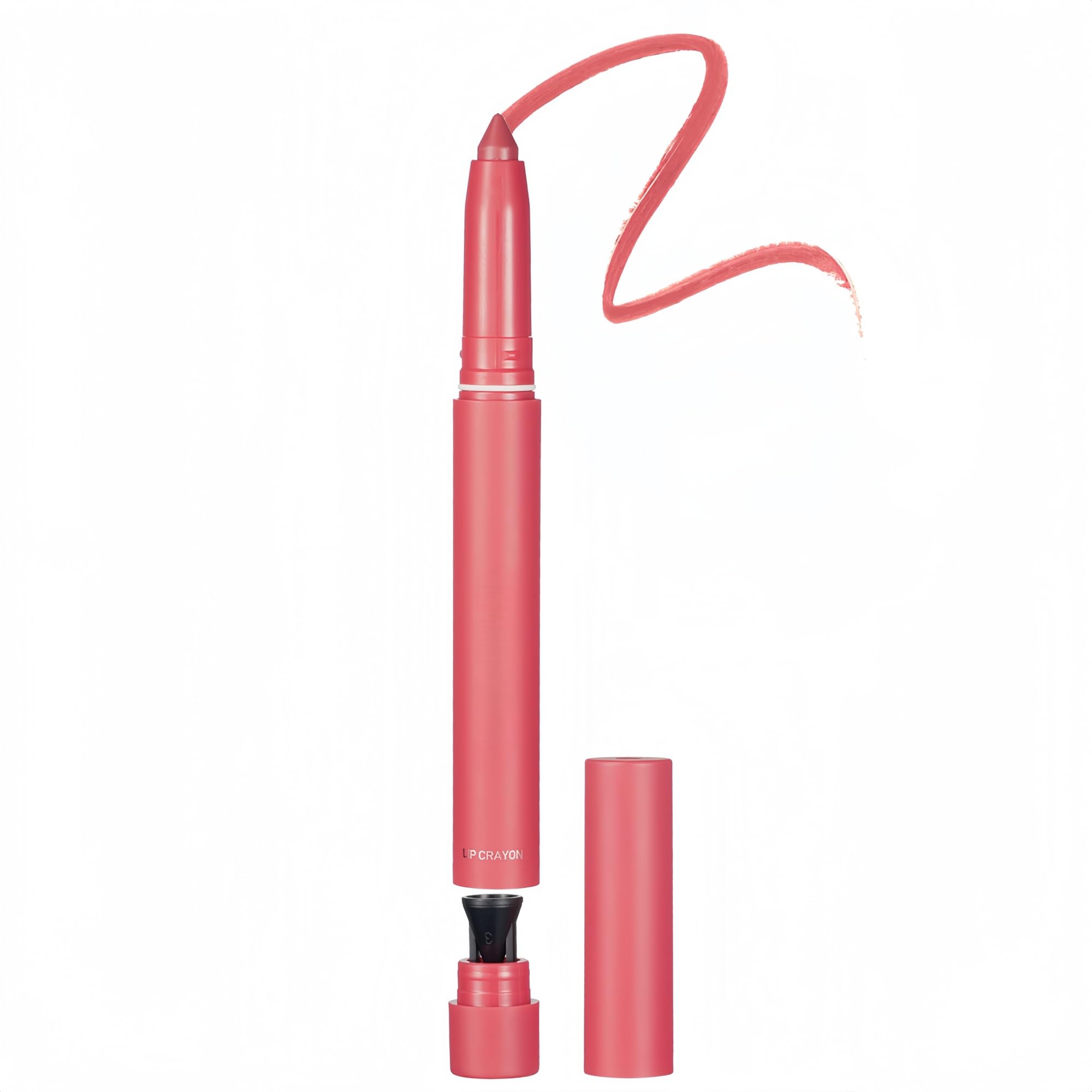 SAUBZEAN crayon lipstick makeup in vibrant lip color, waterproof and long-lasting lip liner stain, displayed on a model's lips