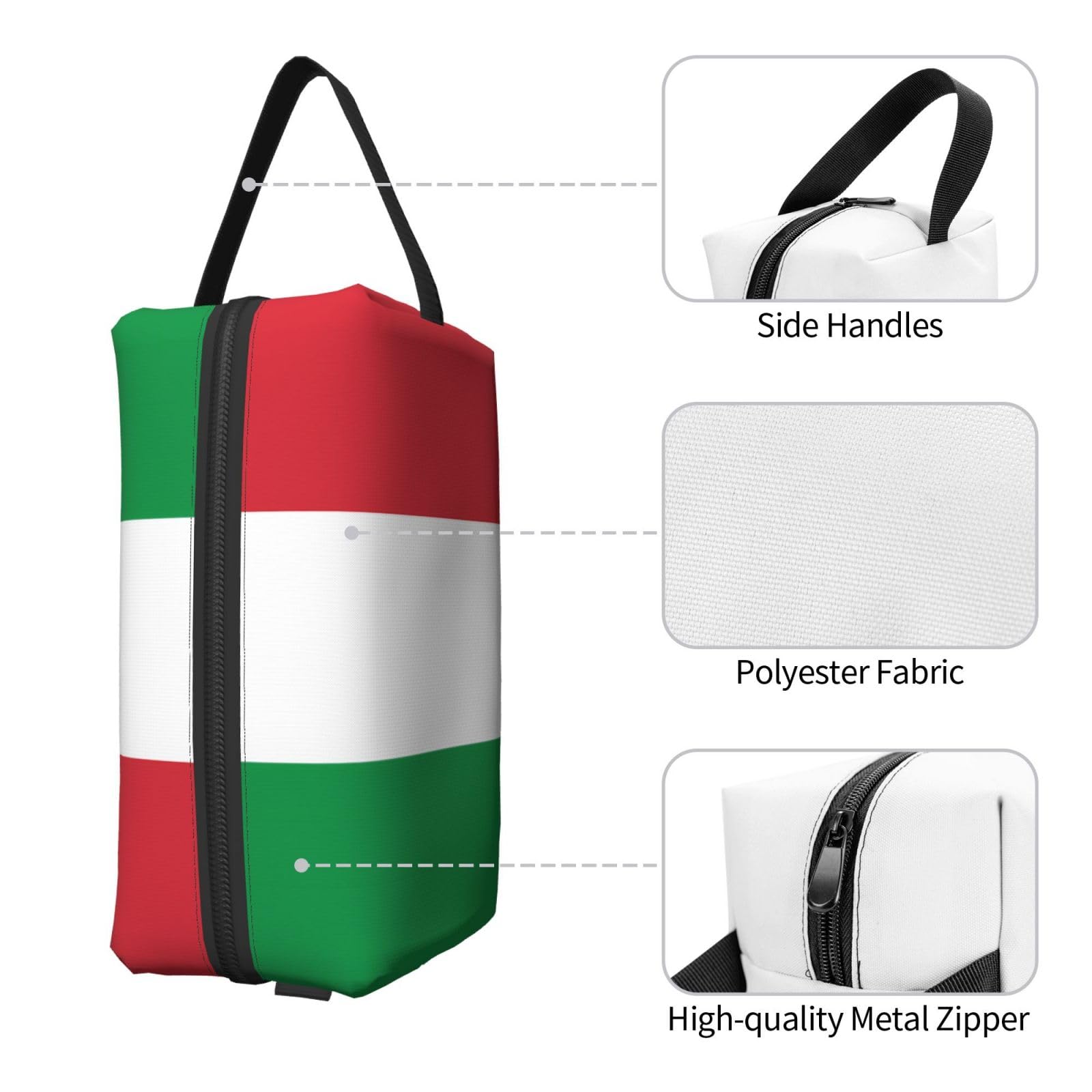 SXZVVBN Italian flag large capacity travel toiletry bag made of durable Oxford cloth, ideal for makeup and cosmetics organization.