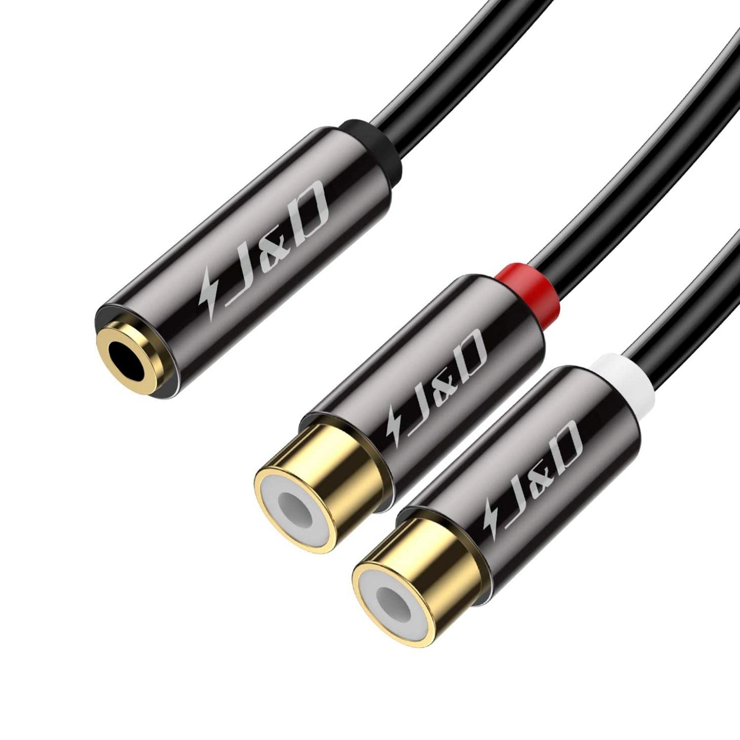 J&D 3.5 mm to 2 RCA Cable, Gold Plated Copper Shell Heavy Duty 3. by J&D - Angle View 2