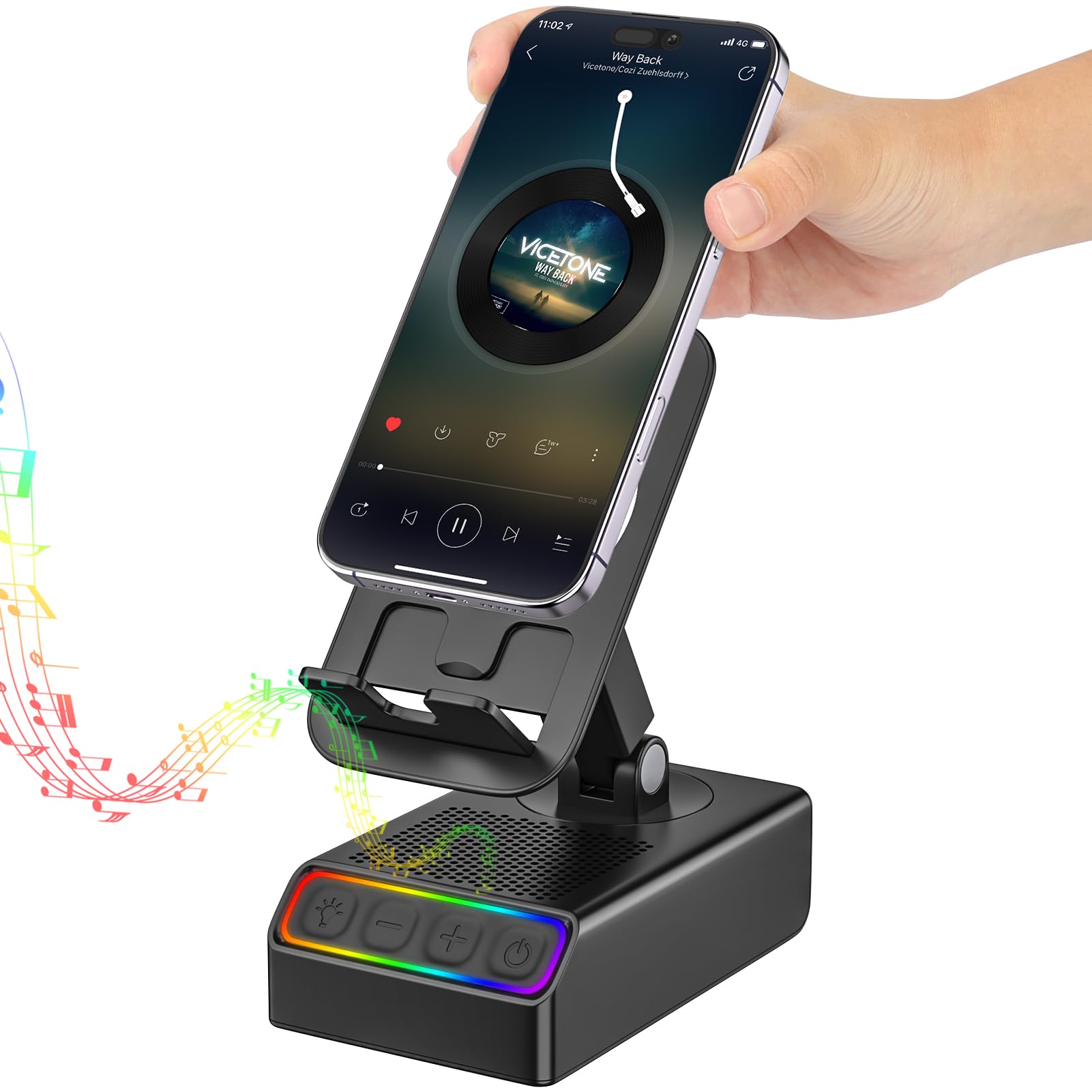 Wireless Induction Audio Bluetooth Speaker 5in1 Phone Holder - Product Imagery