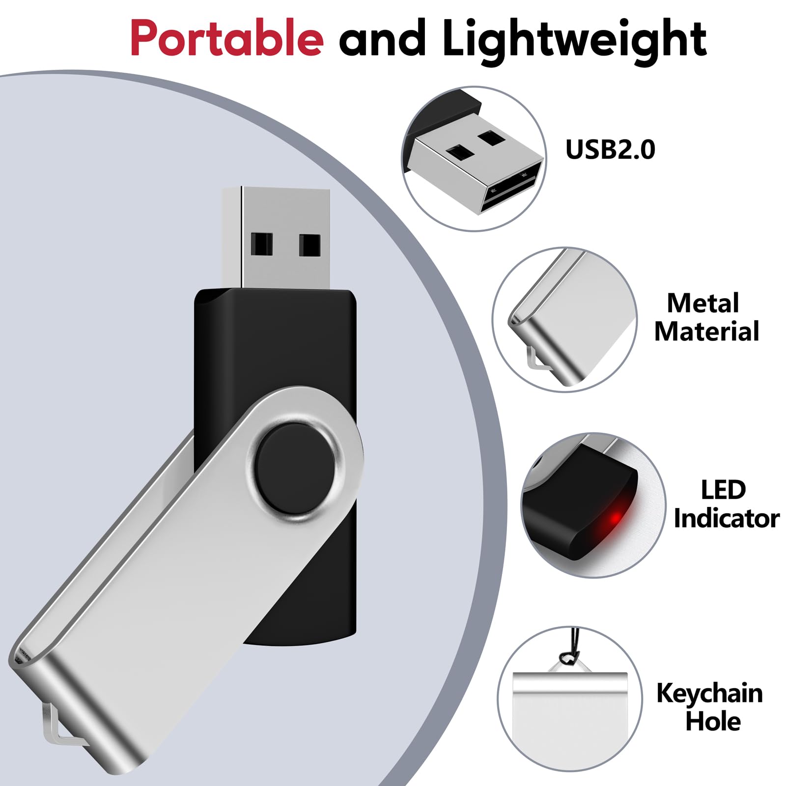 8GB USB Flash Drive 100 Pack, AreTop Premium USB2.0 Thumb Drives - AreTop Official Product View 4