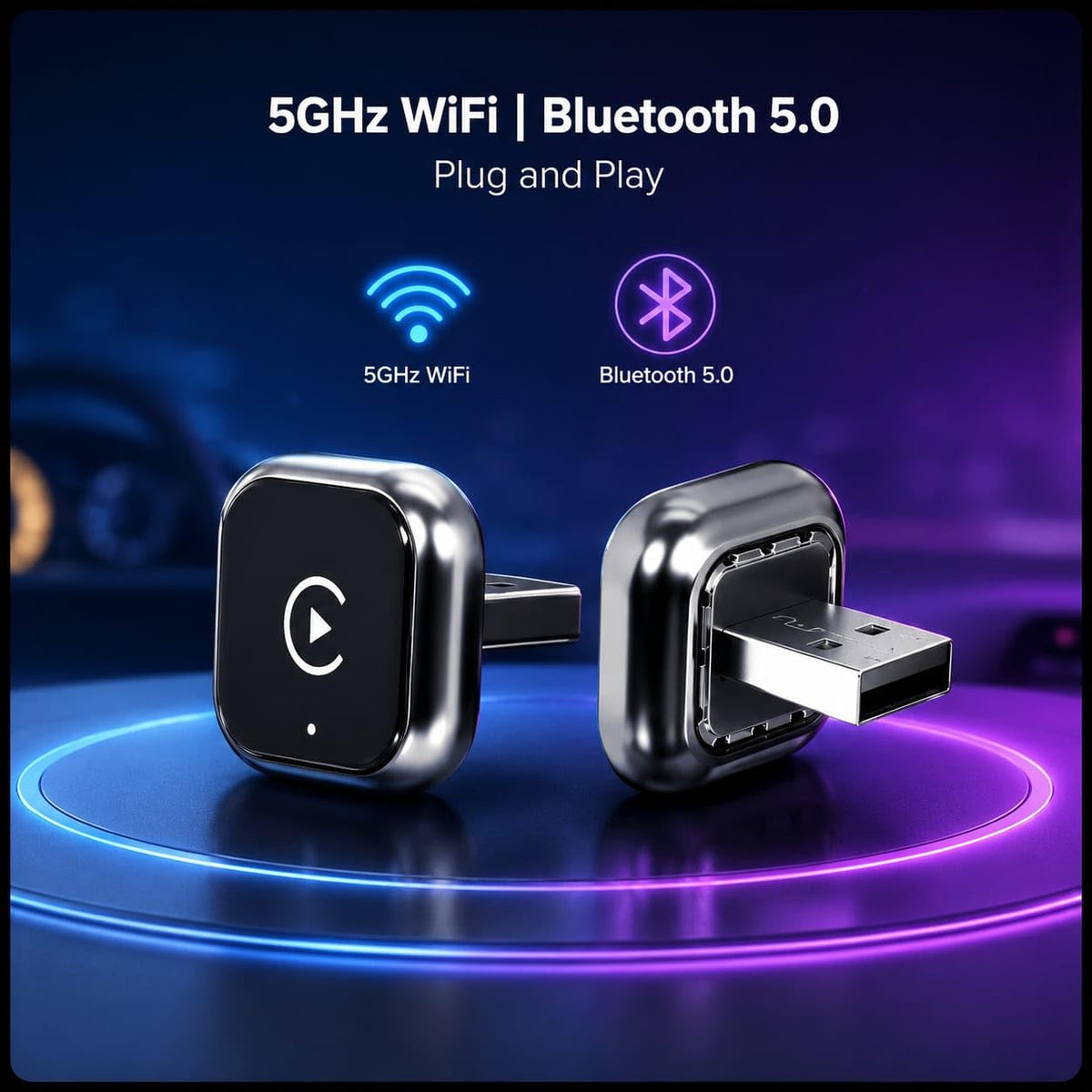 2 in 1 Mini Wireless CarPlay Android Auto Adapter - Genial Essence Official Imagery - 5