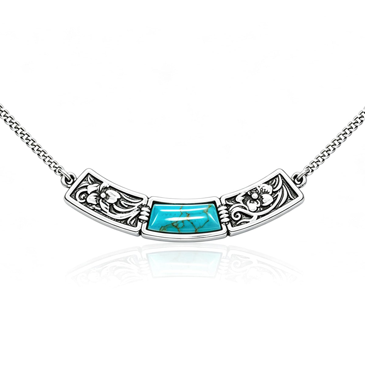 Wrangler Carved Floral Turquoise Necklace Western Jewelry - Montana West Official Imagery - 7