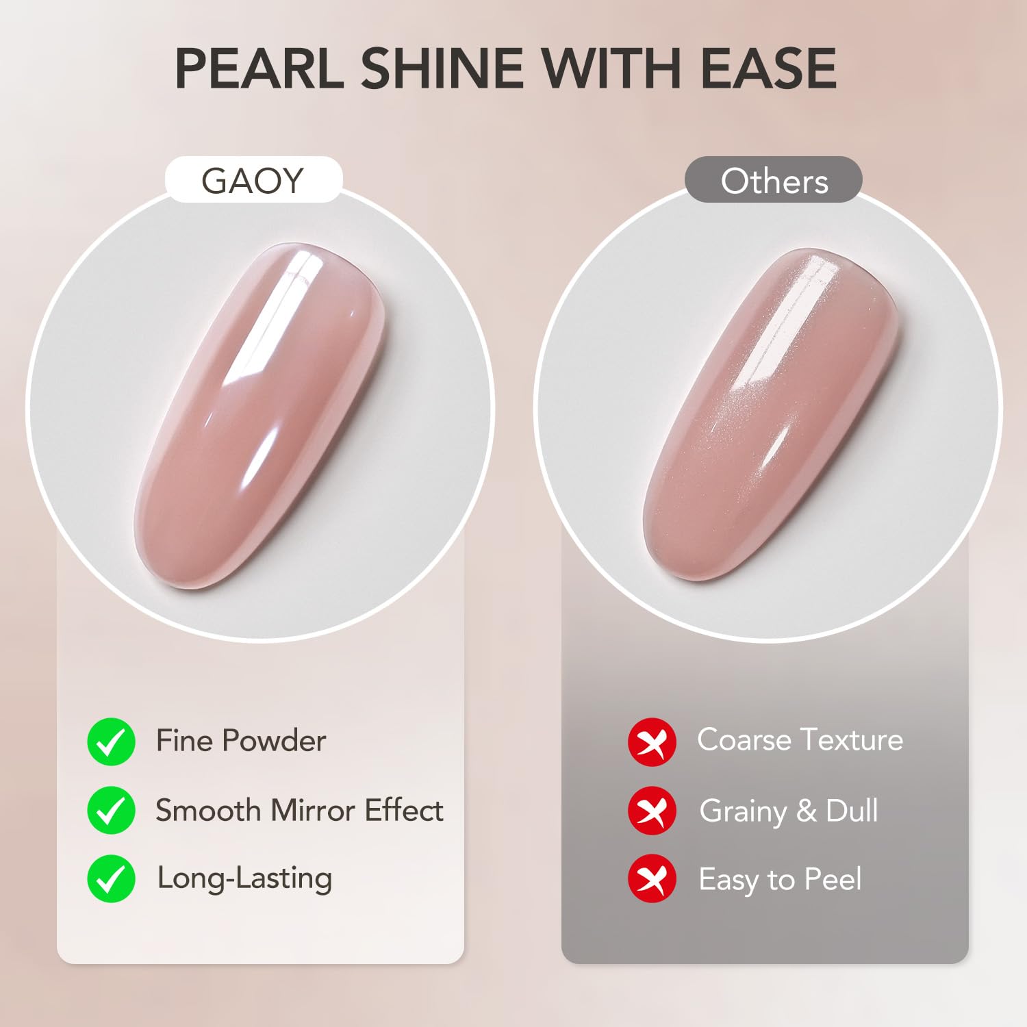 GAOY White Pearl Chrome Nail Powder & Gel Polish 1301 Kit, Mirror Effect Iridescent Aurora Powder, Shimmer Glitter Pigment Mermaid Nail Art, Lustrous White