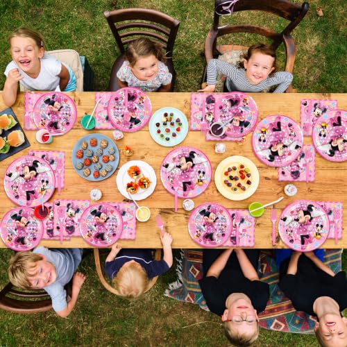 Minnie Birthday Party Plates Set, 50Pcs Minnie Birthday Plates - Product Imagery