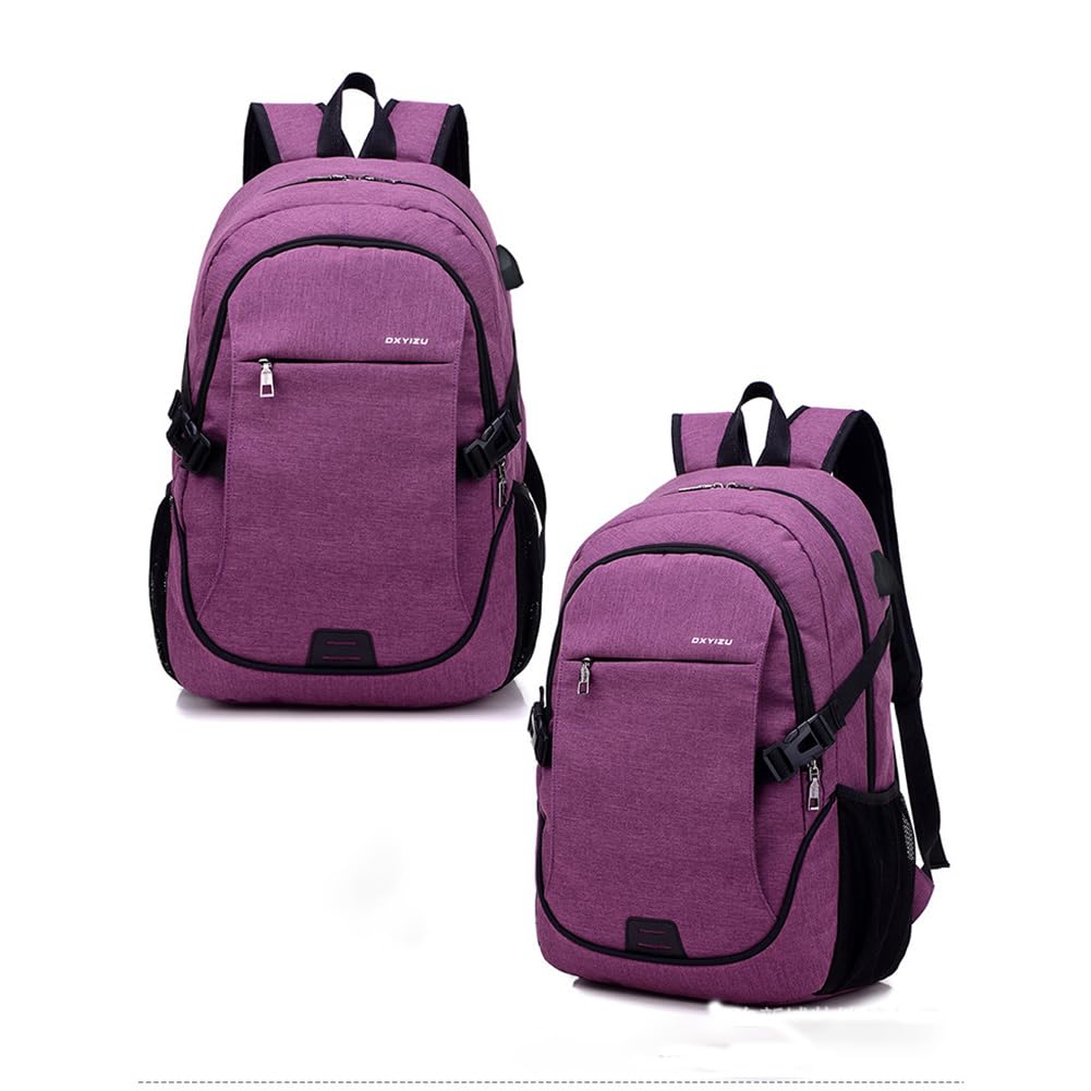 JohnMojie multifunctional USB charging backpack with compartments for laptops and essentials, suitable for leisure and business use.