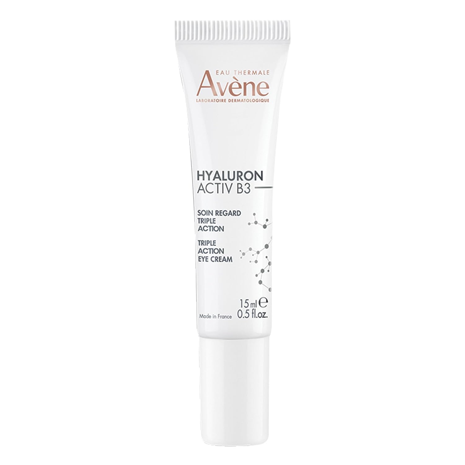 Avène Hyaluron Activ B3 Triple Correction Eye Cream in 0.5 fl oz jar showing the product container and label.