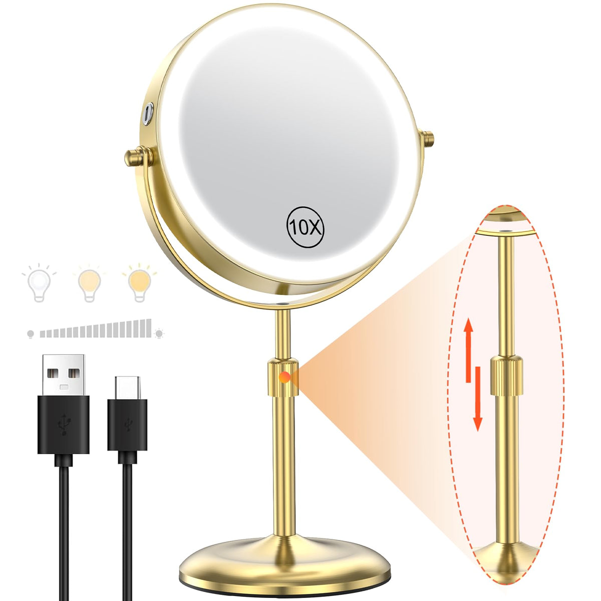 7 Lighted Makeup Mirror with 3 Color Lights 10X - Benbilry Official Imagery - 1