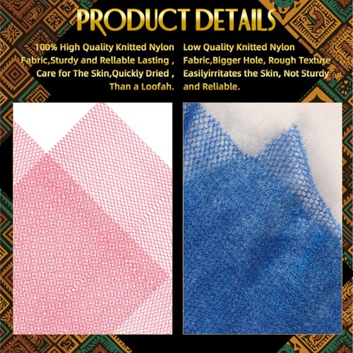 3 Pack African Net Sponge, African Exfoliating Net Bath Sponge - Product Imagery