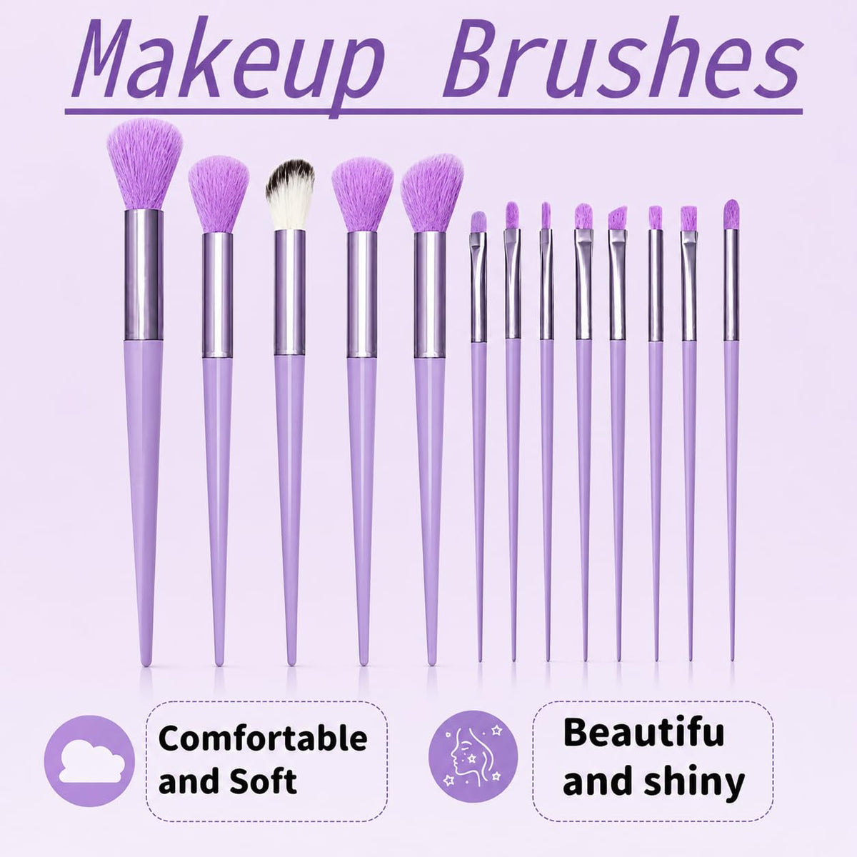 47Pcs Purple Makeup Brushes Set for Women Professional Multi - Jimmidy Official Imagery - 3