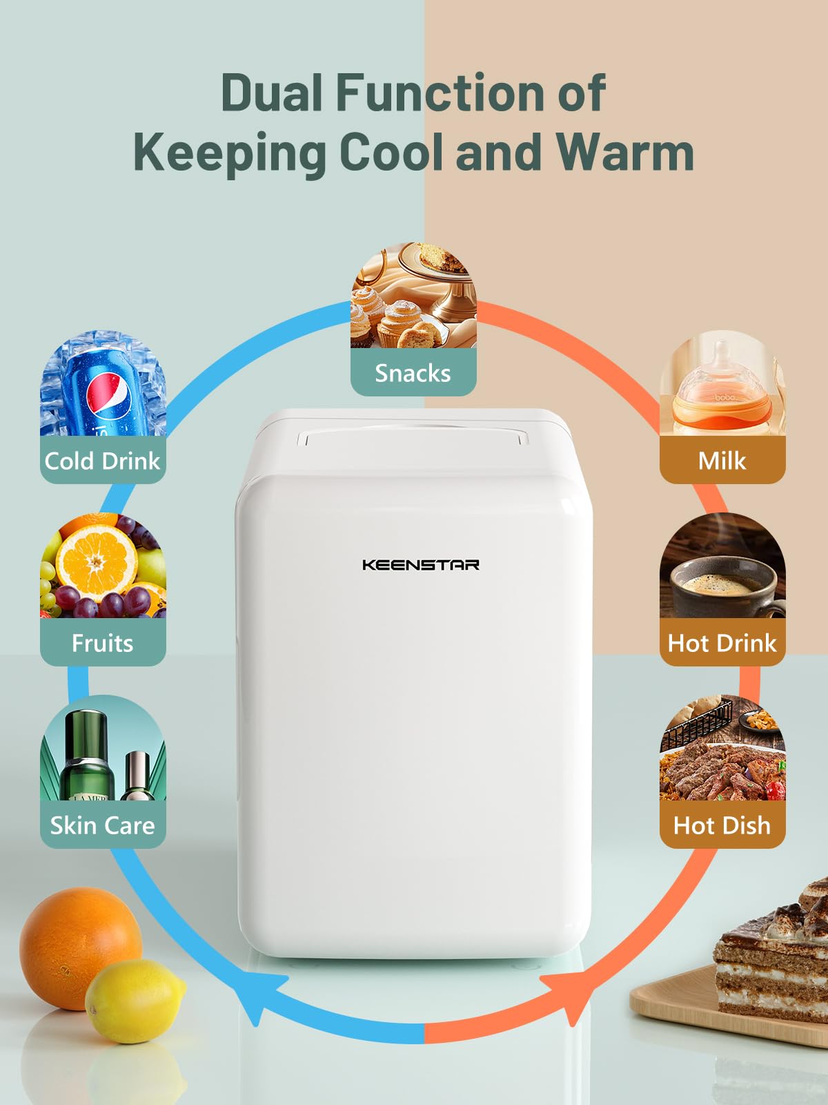 Mini Fridge 6 Liter 8 Can Small Fridge 110V AC 12V DC Cooler - KEENSTAR Official Imagery - 5