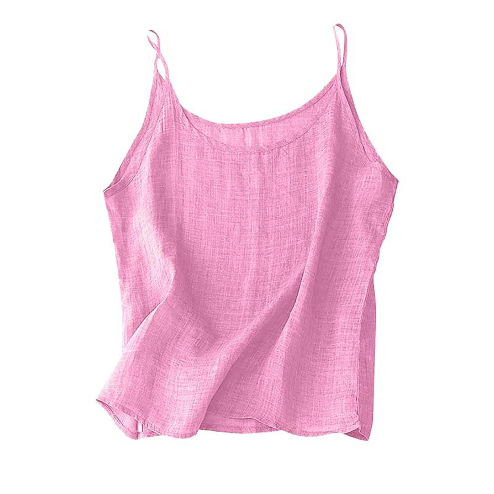 Cotton Linen Tank Tops for Women 2025 Summer Sleeveless Spaghetti Stra - View 1