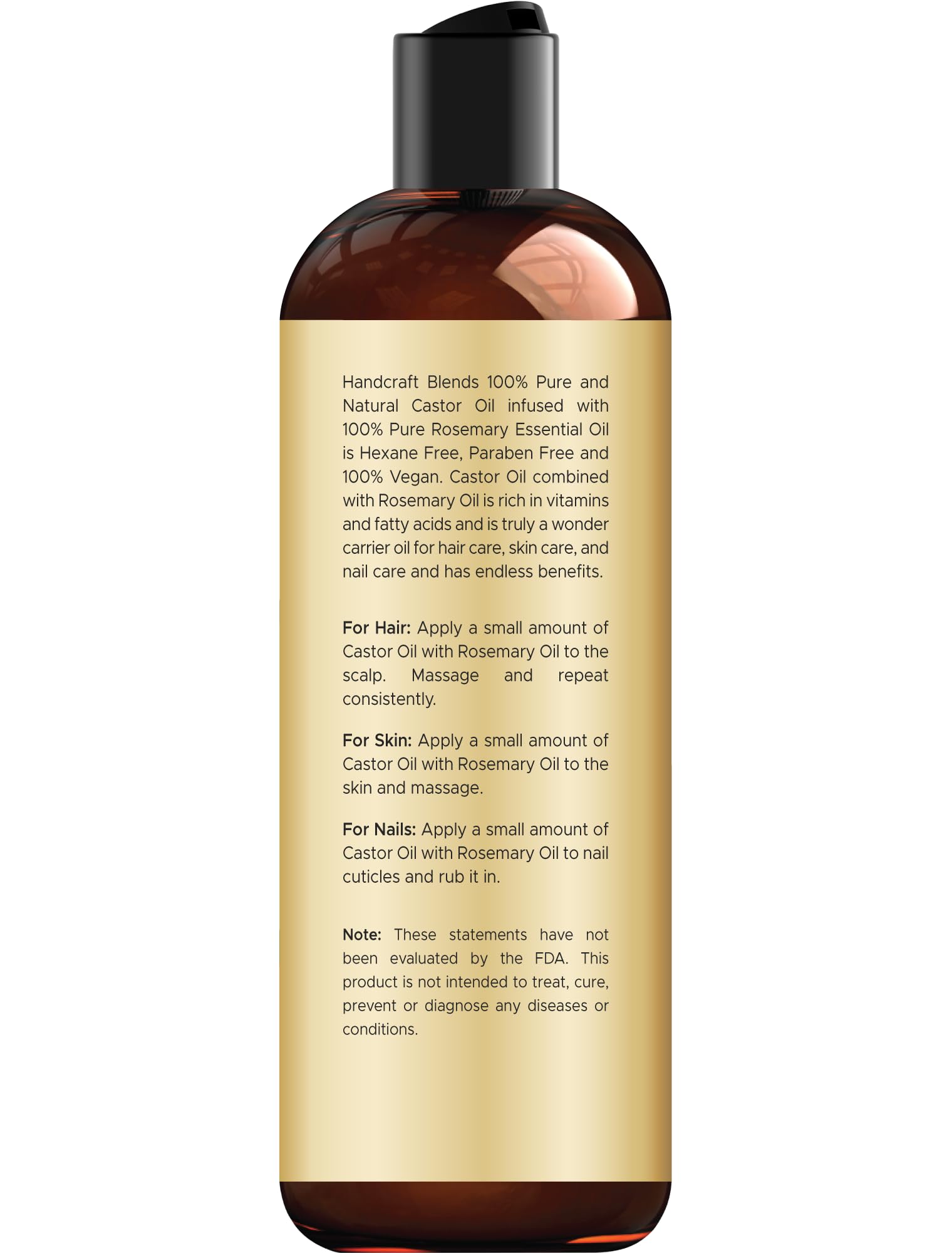 Handcraft Blends Castor Oil with Rosemary Oil - 8 Fl Oz - Handcraft Blends Official Product View 4