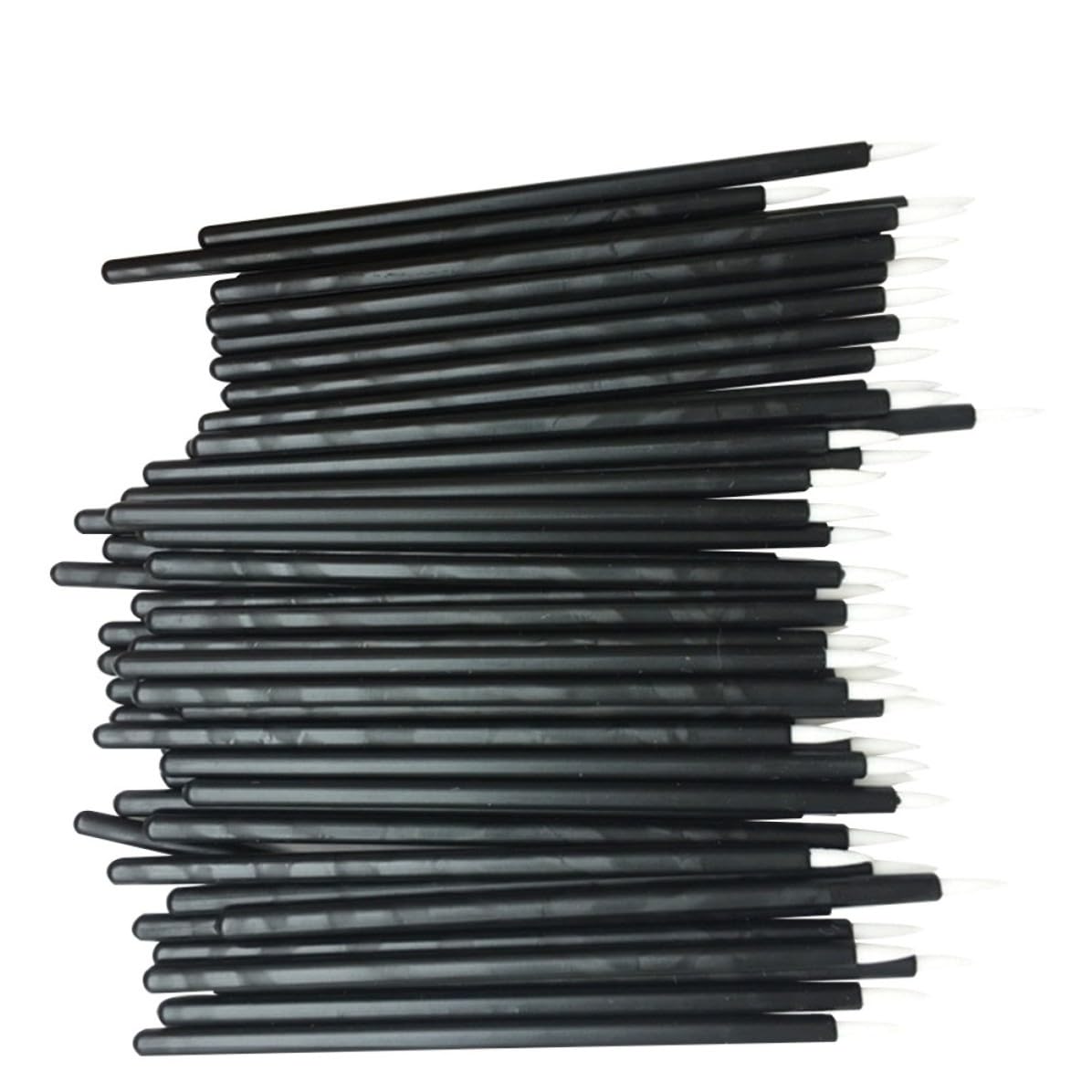 WOFASHPURET disposable eyeliner brushes with thin black tips for precise makeup application, 100-pack cosmetic brushes.
