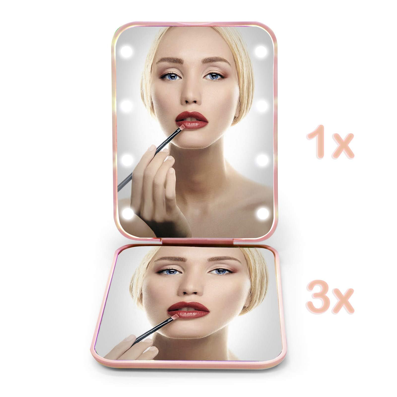 Kintion Pocket Mirror, 1X - 3X Magnification LED Compact Travel Ma - Kintion Official Product View 5