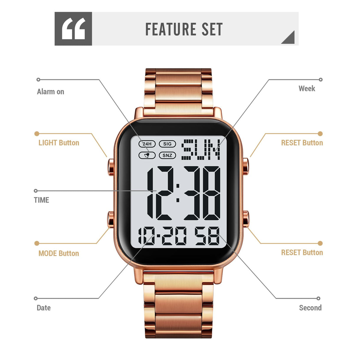 FANMIS Men s Digital Watch Stainless Steel Big Numbers - FANMIS Official Imagery - 5