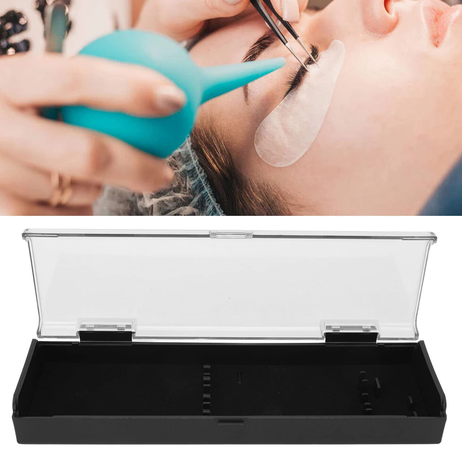 Nail Polish Organizer Case | ABS Tweezer Storage Box with Snap Lock | Fits 6-10 Tools for Salon, Travel, Home | Crystal Clear Lid, Matte Base, 13x4x1.5cm