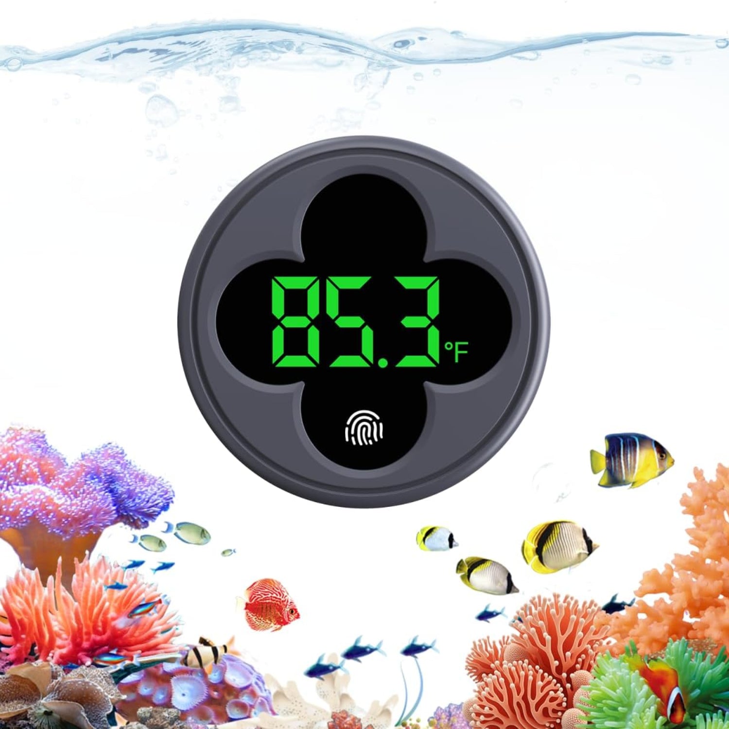 Digital PAIZOO aquarium thermometer with LED display and wireless design, ideal for monitoring fish tank temperature.