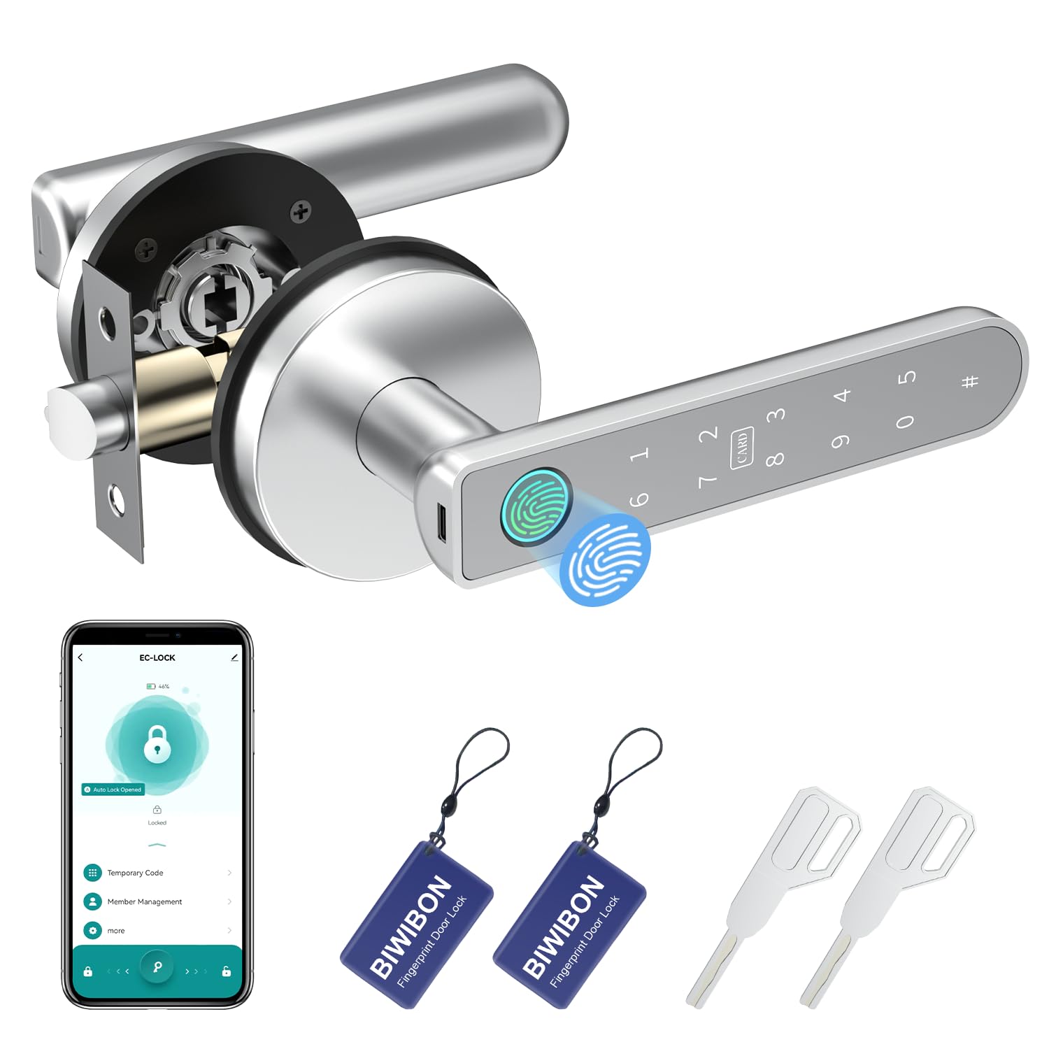 BIWIBON Fingerprint Door Lock – Fingerprint Door Knob with 5 Unlo - BIWIBON Official Product View 10