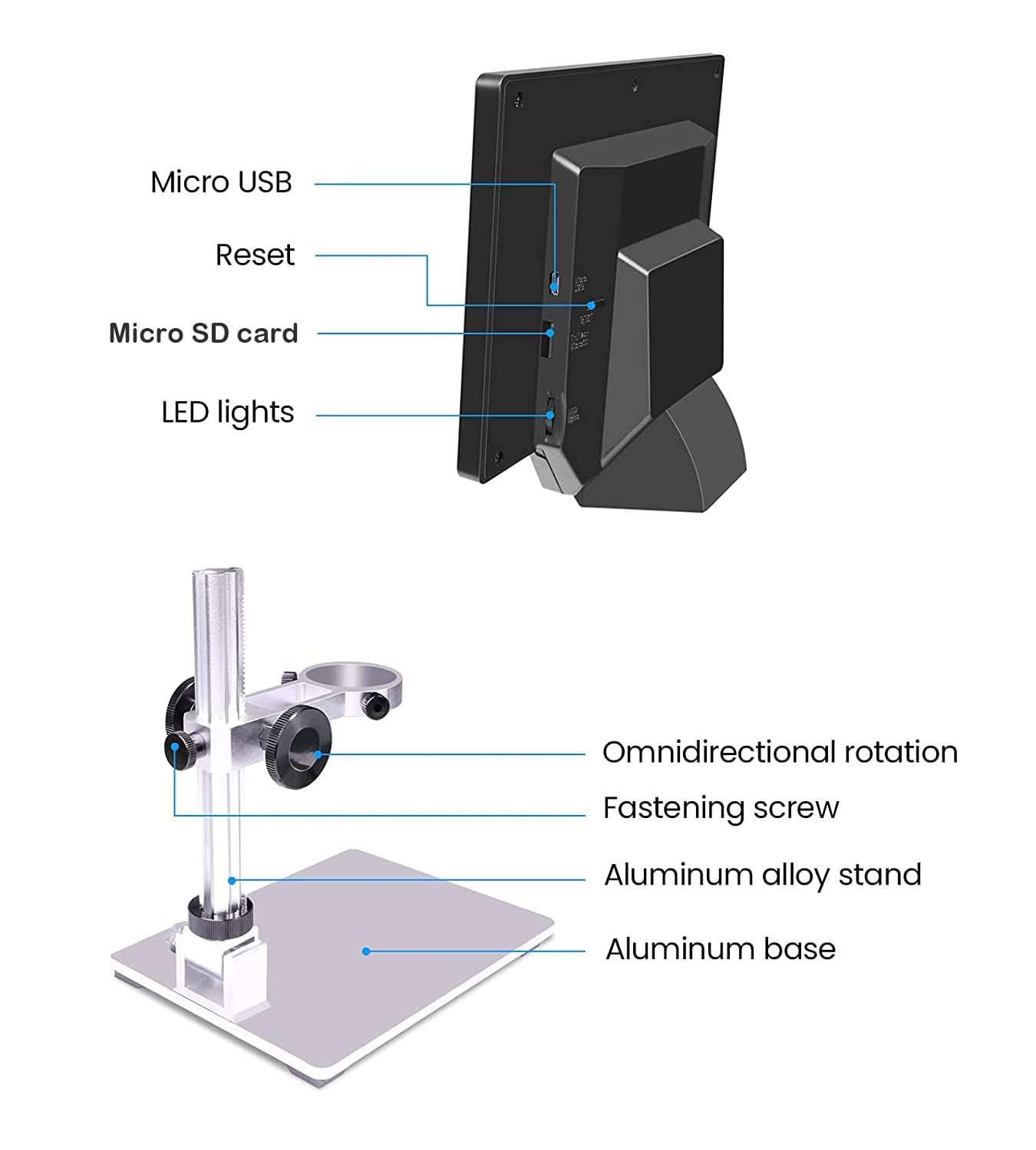 Highbrain 7" LCD Digital Microscope for Adults, 1200X Coin Magnif by Highbrain - Angle View 5
