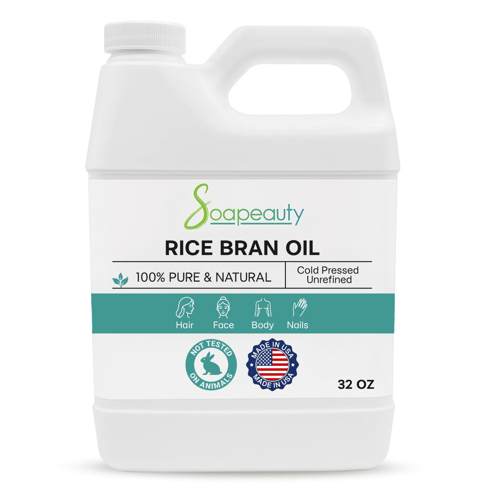 Rice Bran Oil Cold Pressed 100% Pure Natural Skin Hair Soap - Product Imagery