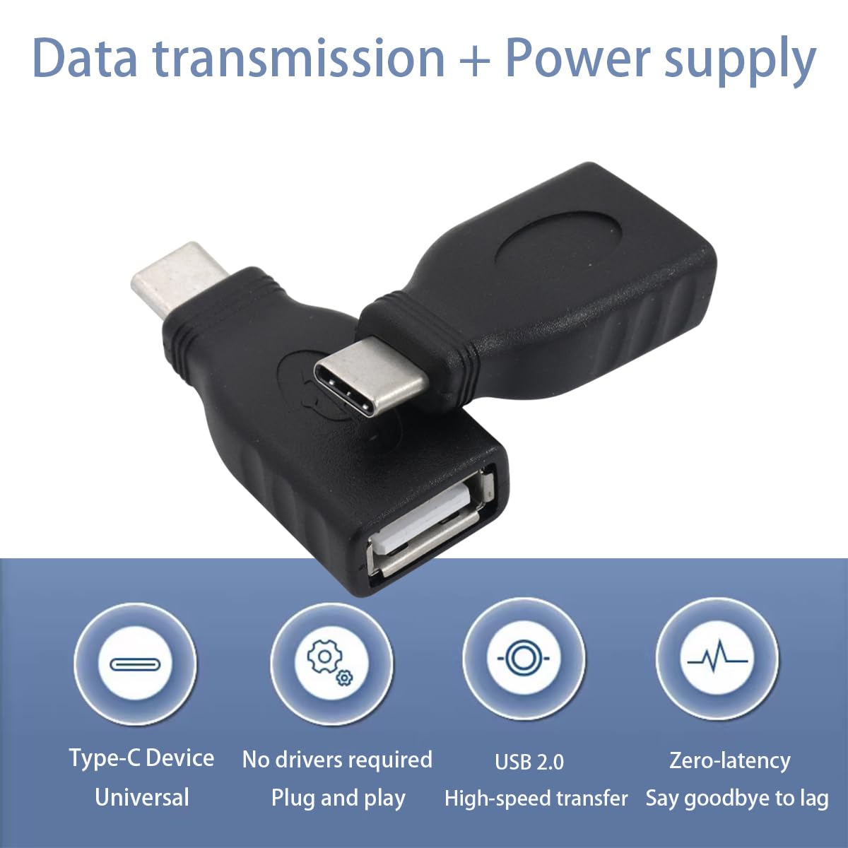 Teansic 2PCS USB-C Male to USB-A Female OTG Adapter,USB 2.0 Converter for Data Transfer and Charging Compatible with Smartphones, Tablets, Laptops and USB Peripherals