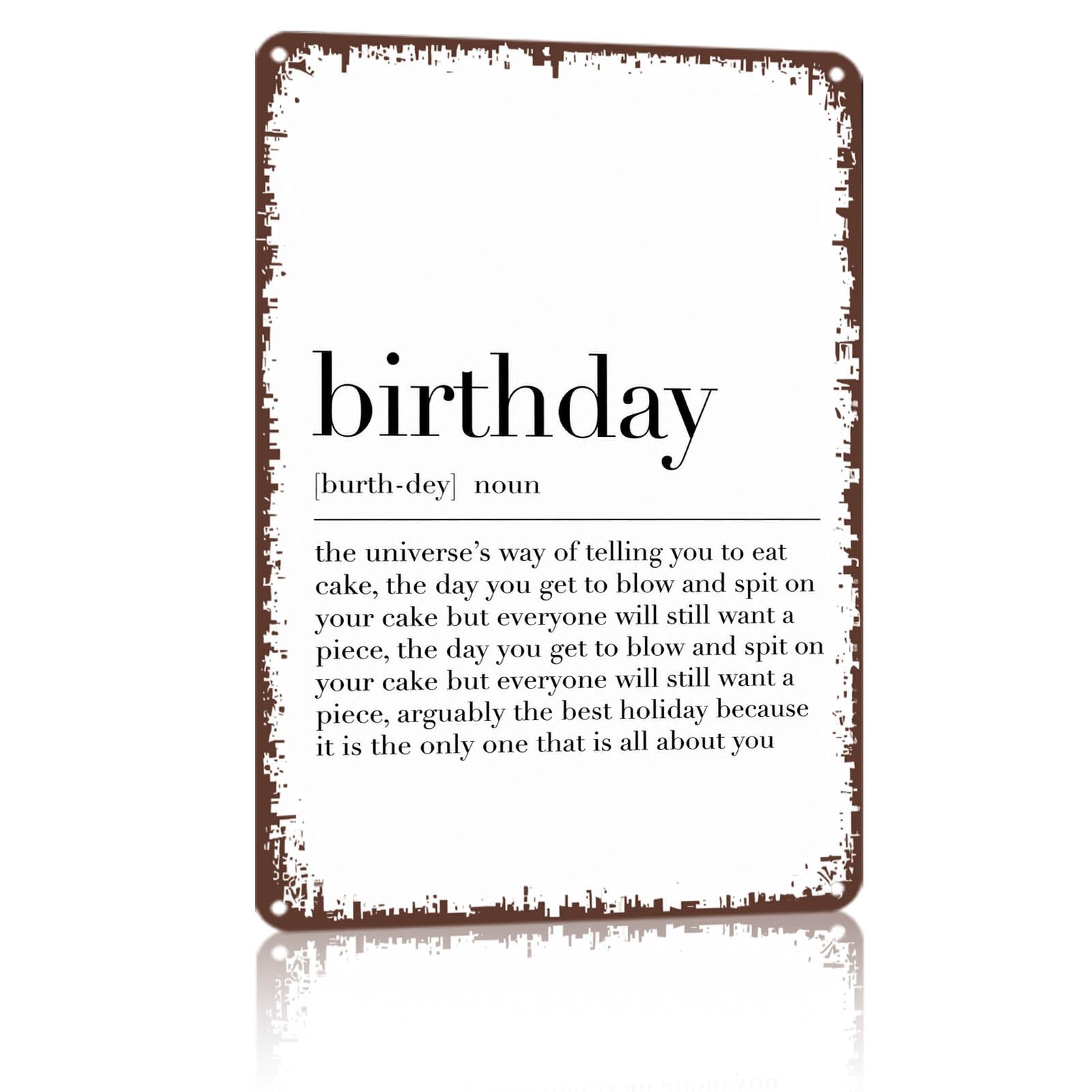 8x12 Inch Aluminum Birthday Definition Poster Wall Art, Vintage - Product Imagery