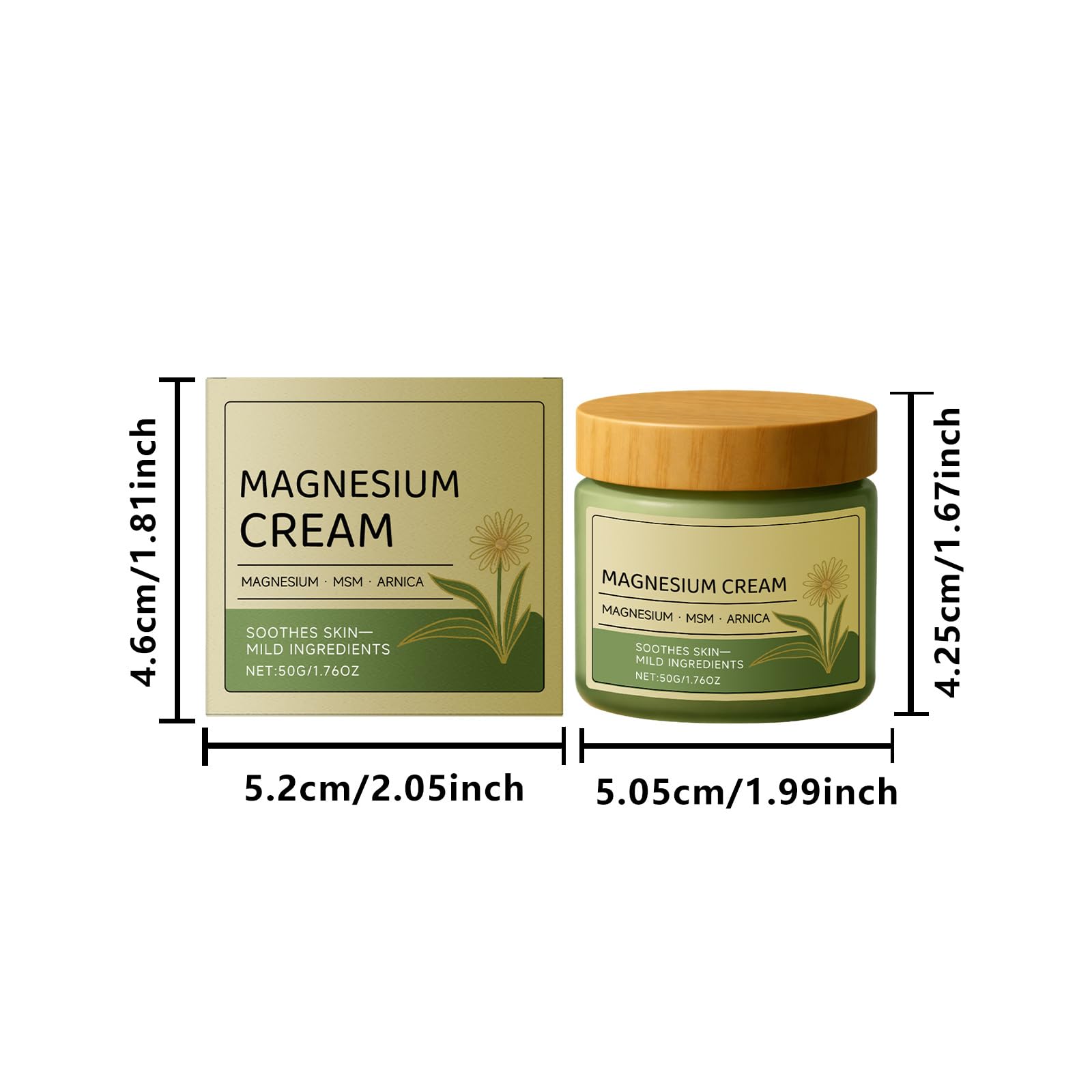 OSFRIAGE Magnesium Cream with MSM & Arnica，Mild Ingredients for Skin Soothing, Fast-Absorbing Non-Greasy Massage Cream for Daily Comfort (2PCS)