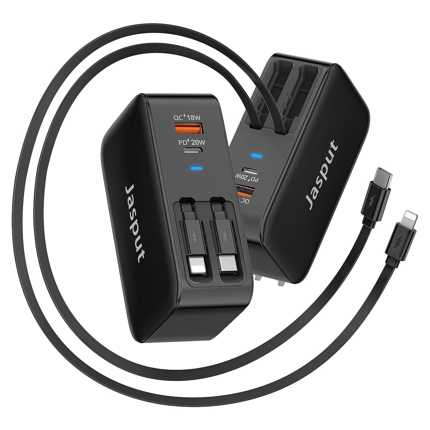 Jasput 4 in 1 Retractable Wall Charger,40W Retractable Phone Char by Jasput - Angle View 8