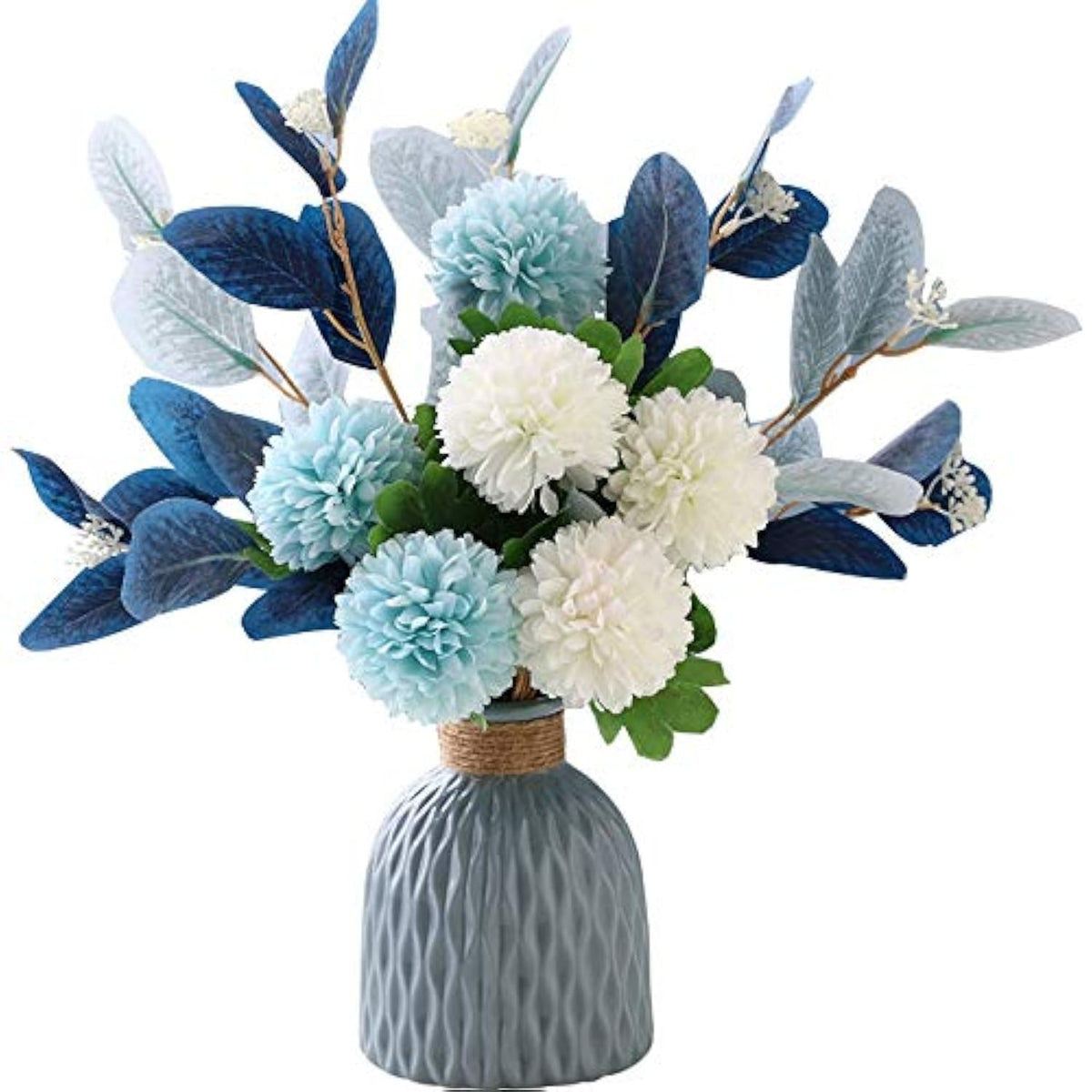 Artificial Flowers with Ceramic Vase Faux Hydrangea Flower - NAWEIDA Official Imagery - 1