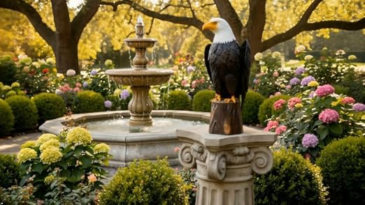 Chisheen Bald Eagle outdoor metal yard art statue for garden, lawn, and patio decor featuring detailed eagle sculpture.