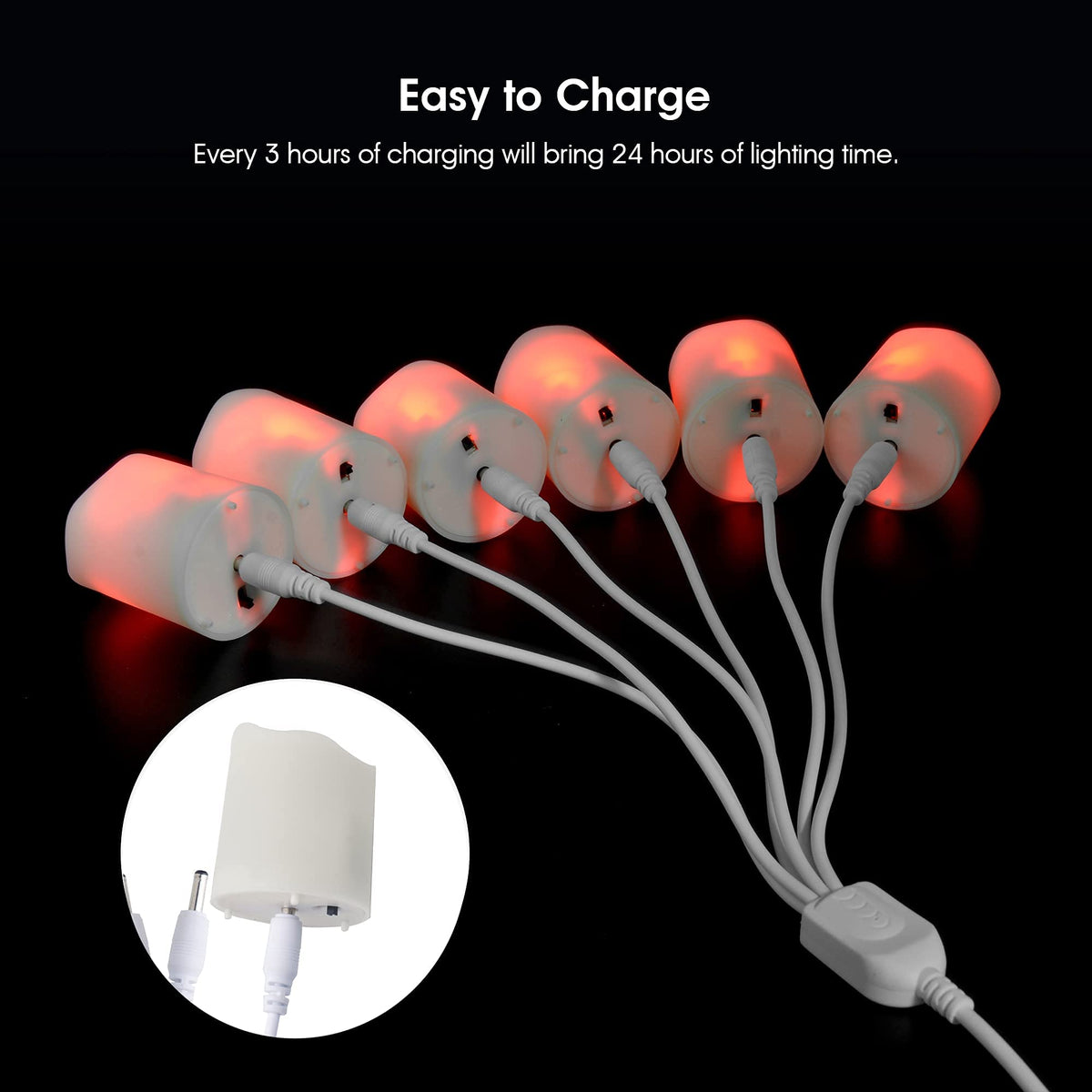 RGB Rechargeable Flameless Tea Lights Candles Timer Remote - FPOO Official Imagery - 6