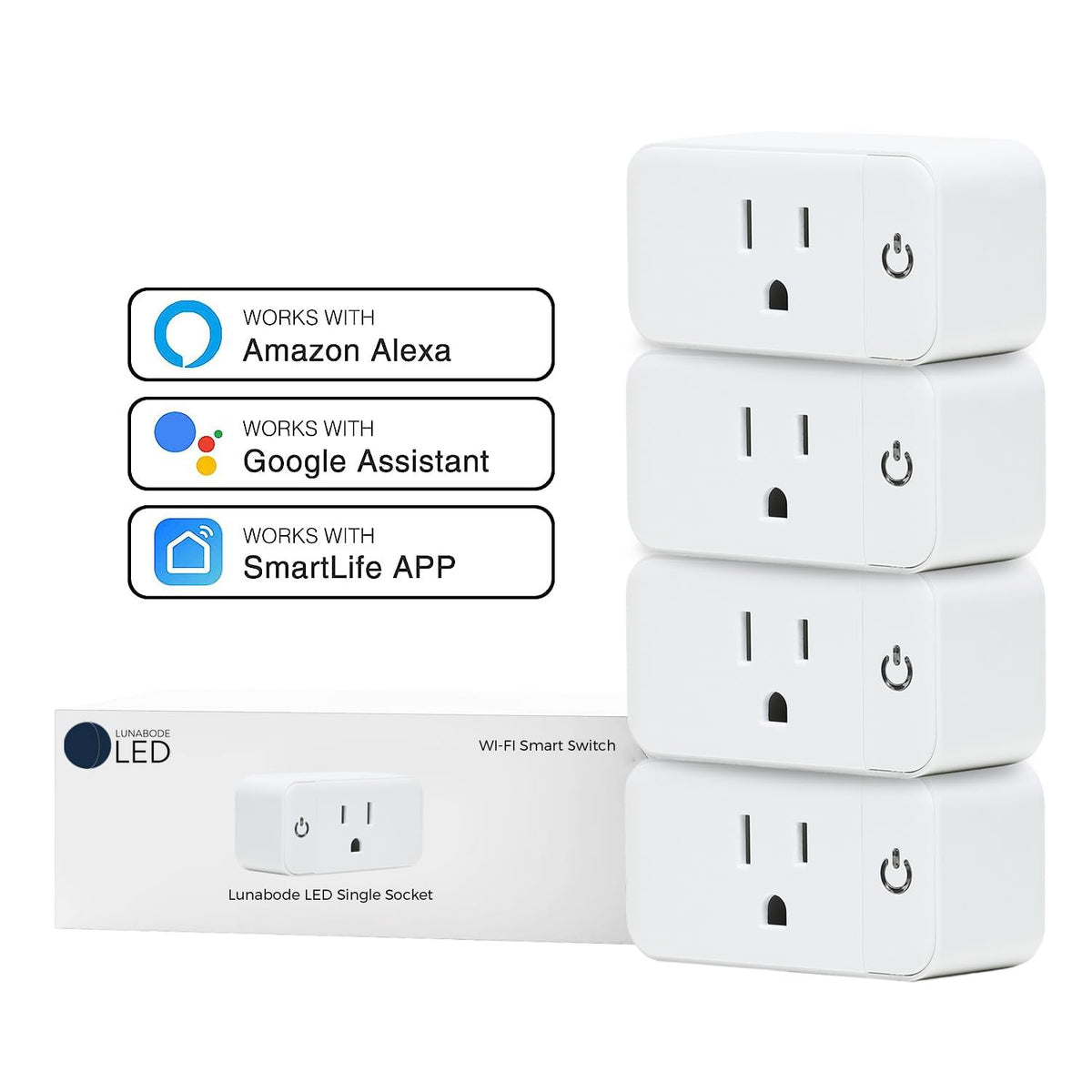 4 Pack Smart Home Wi Fi Plugs - Lunabode LED Official Imagery - 3