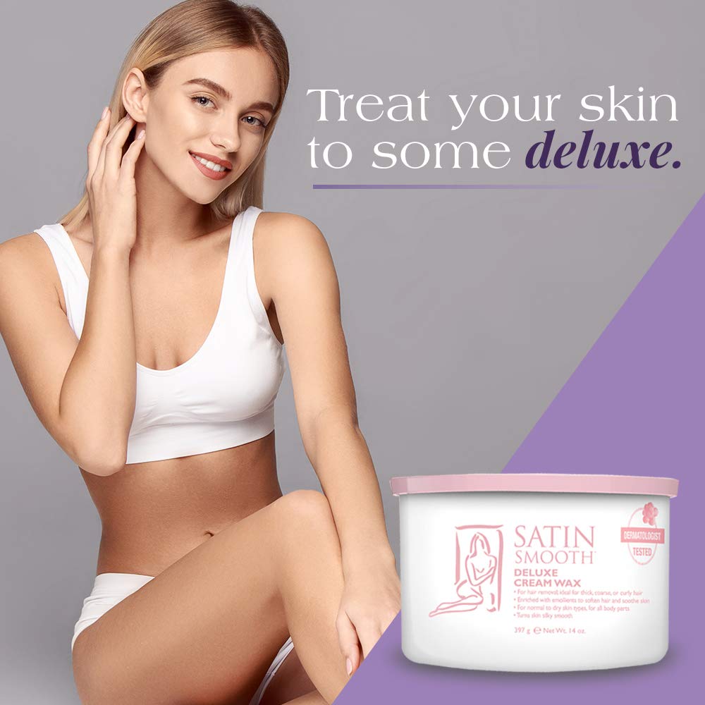 Satin Smooth Deluxe Cream, Soft Wax for Hair Removal, Face & Body - SATIN SMOOTH Official Product View 6