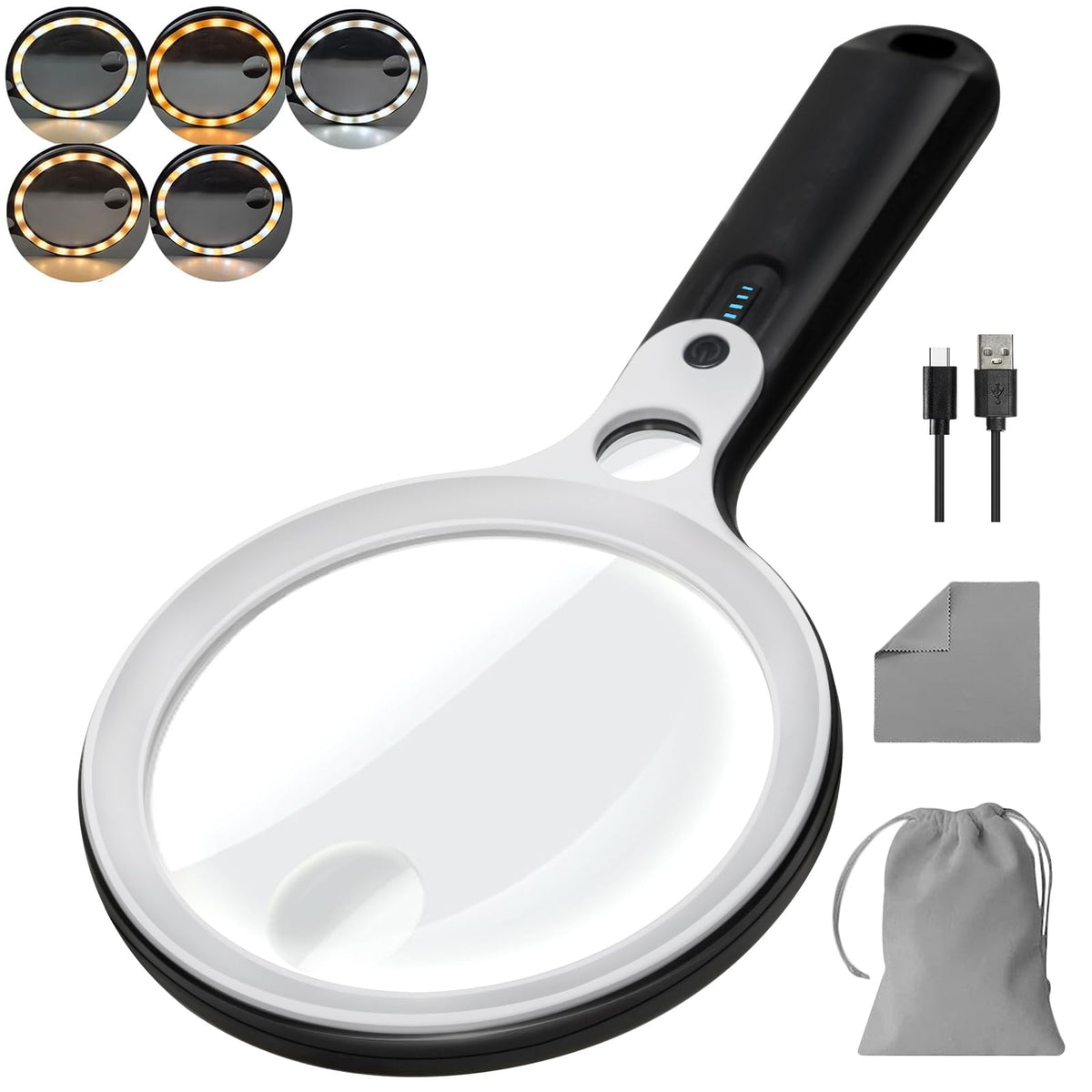 10X 20X 45X Magnifying Glass with 48 LED Light - BASEJKCO Official Imagery - 1