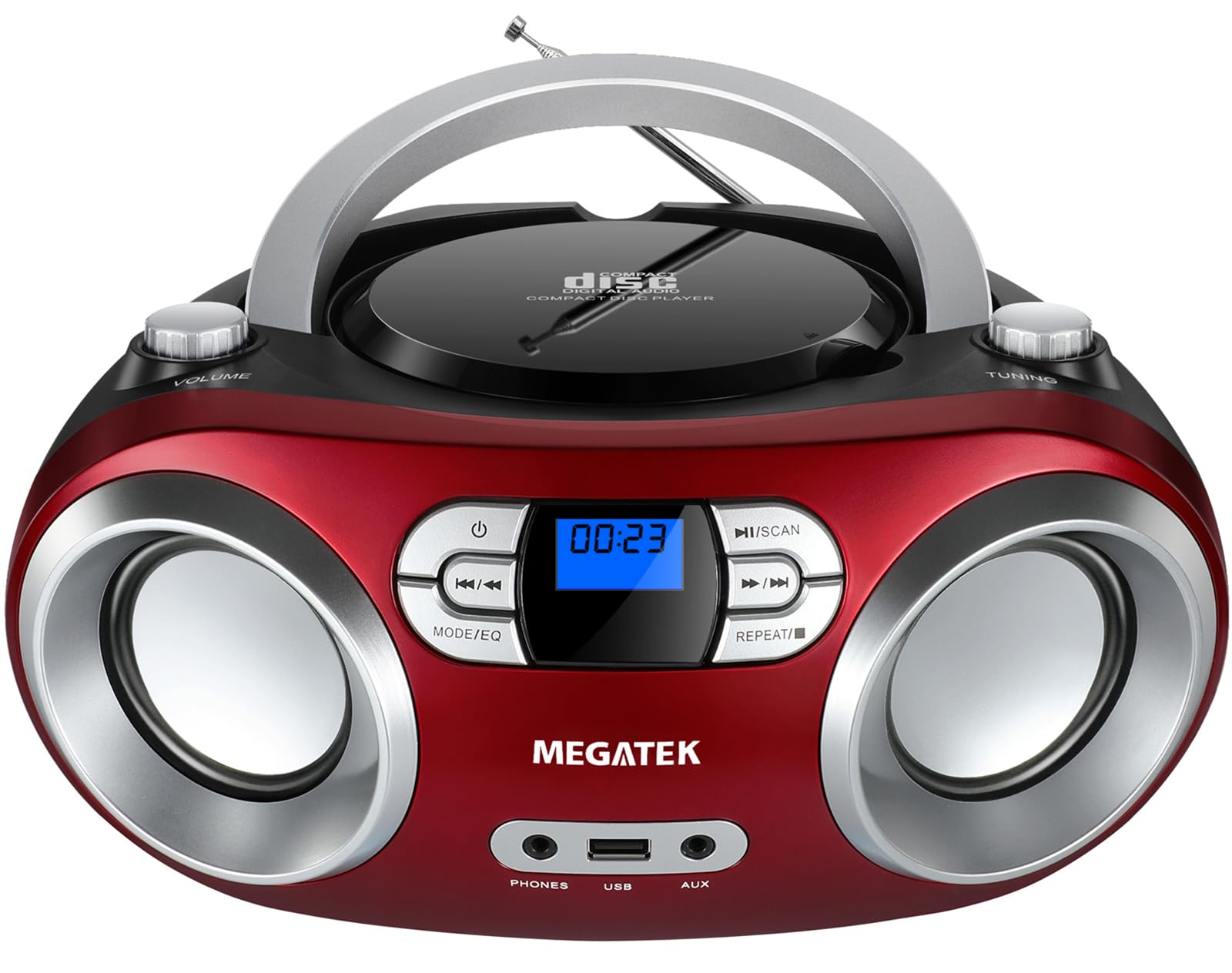 MEGATEK Portable CD Player Boombox with Bluetooth & FM Radio – - Product Imagery