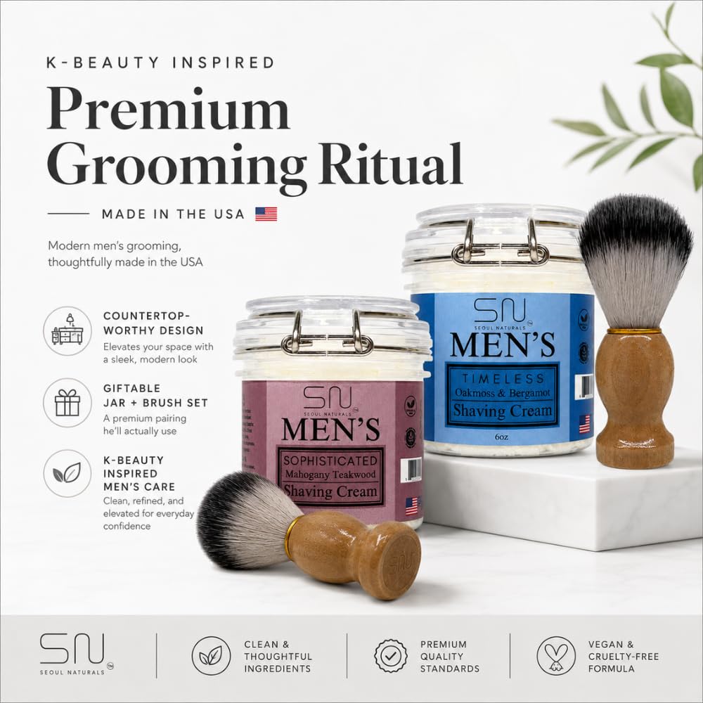 Indulgent Black Oud Shaving Cream with Barber Brush k beauty - Seoul Naturals Official Imagery - 5