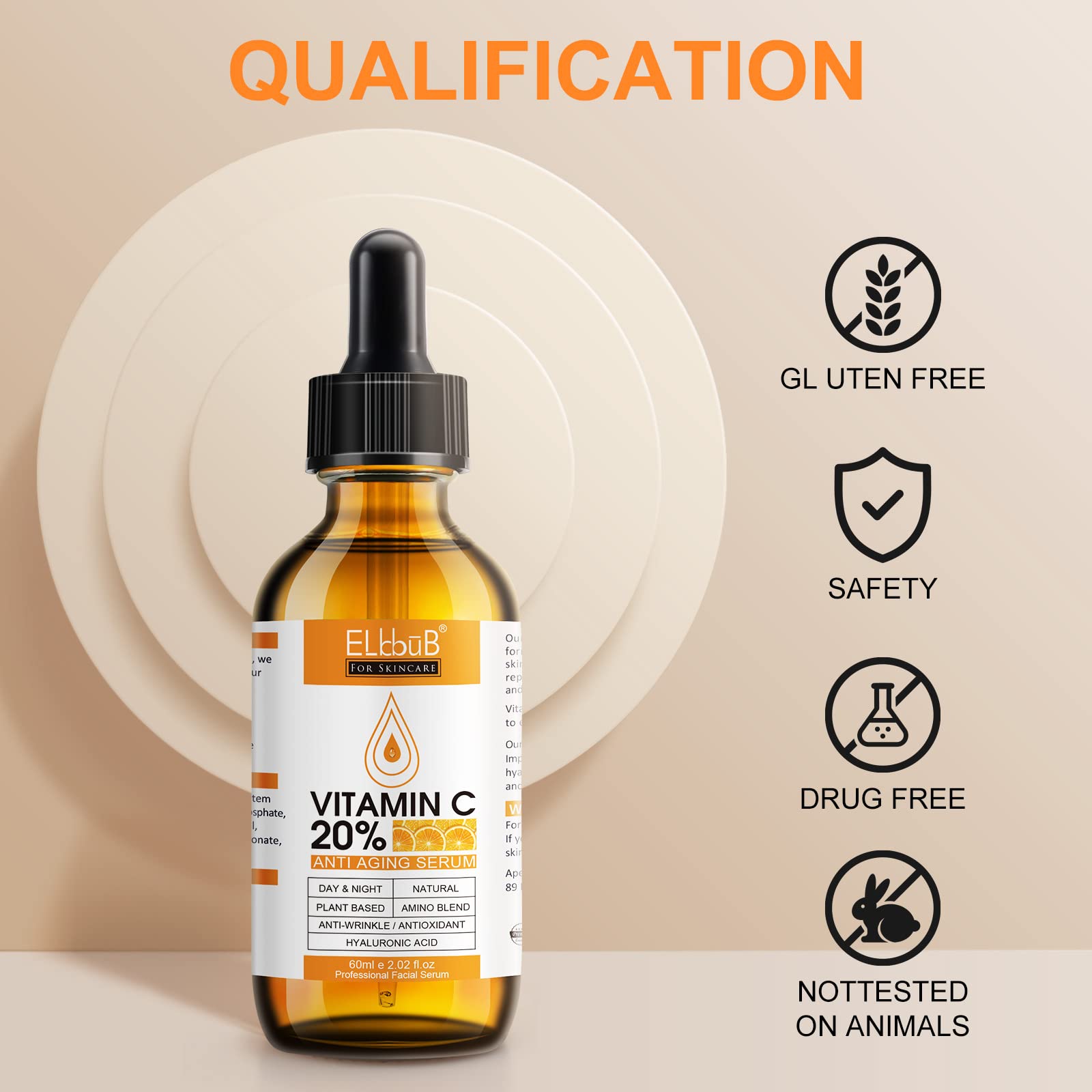 ELBBUB Premium 20% Vitamin C Serum For Face with Hyaluronic Acid, Retinol & - ELBBUB Official Product View 8